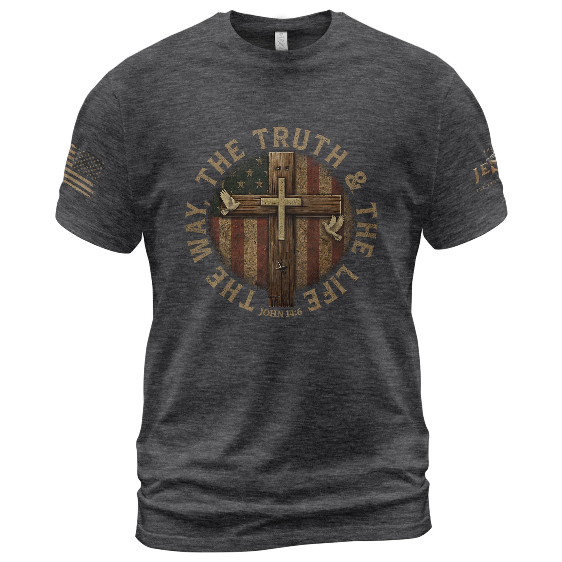 Faith Based Christian Tee Shirts, The Way. The Truth. The Life John 14:6 - Christian Shirts for Men - Rust Field Wear