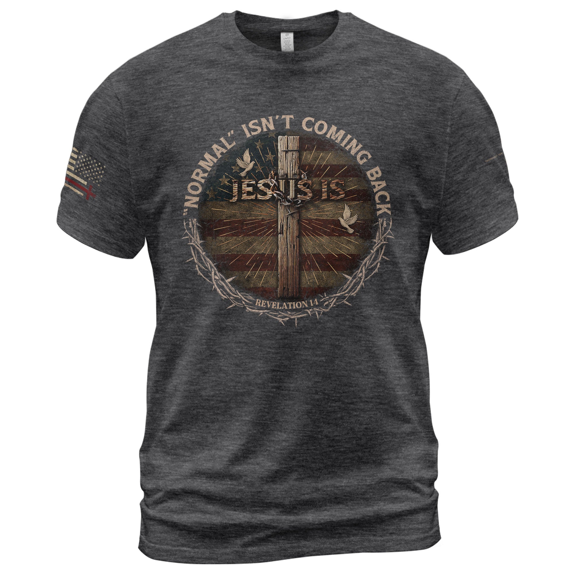 Christian Tee Shirts, Revelation 14 Jesus Is Coming Back - Christian Shirts for Men - Rust Field Wear