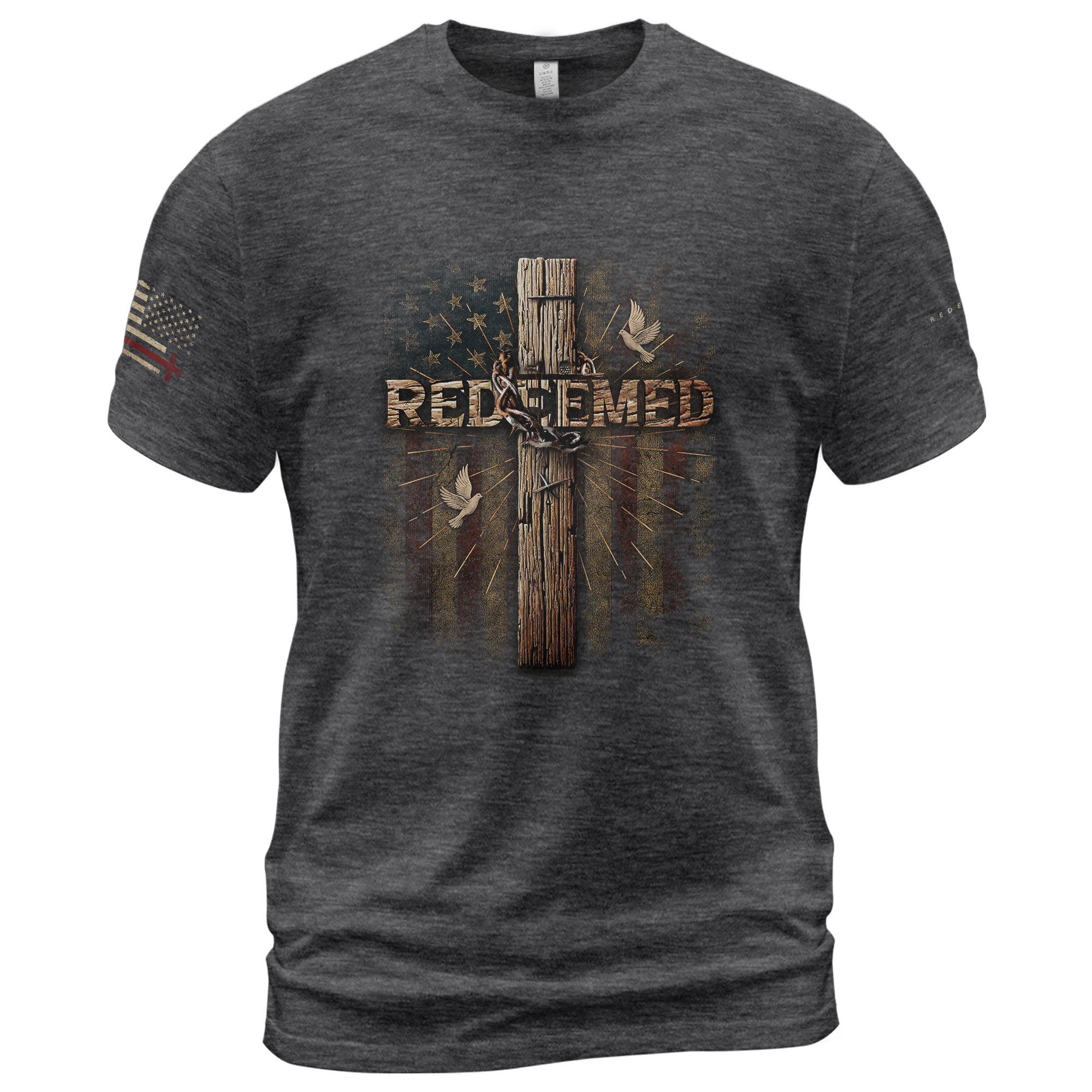 Freedom Shirts for Men, Redeemed and Set Free Christian Freedom - Patriotic T Shirts - Rust Field Wear