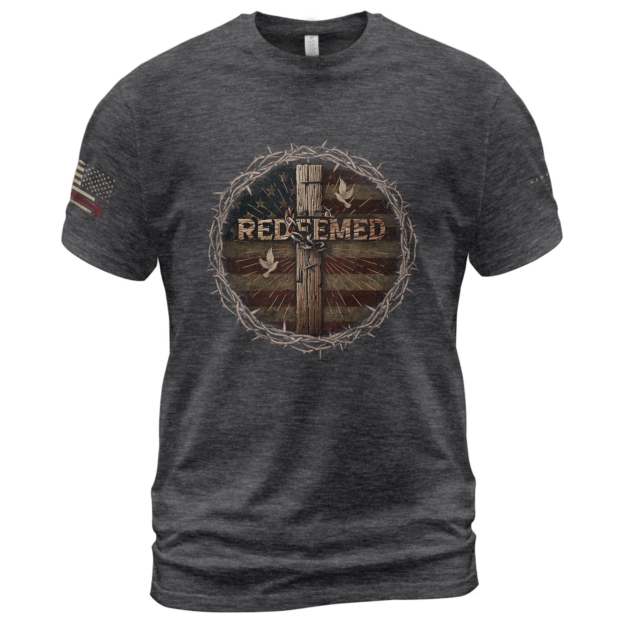 Redeemed by the Cross Crowned in Grace, Christian Tee Shirts - Faith Shirts for Men - Rust Field Wear