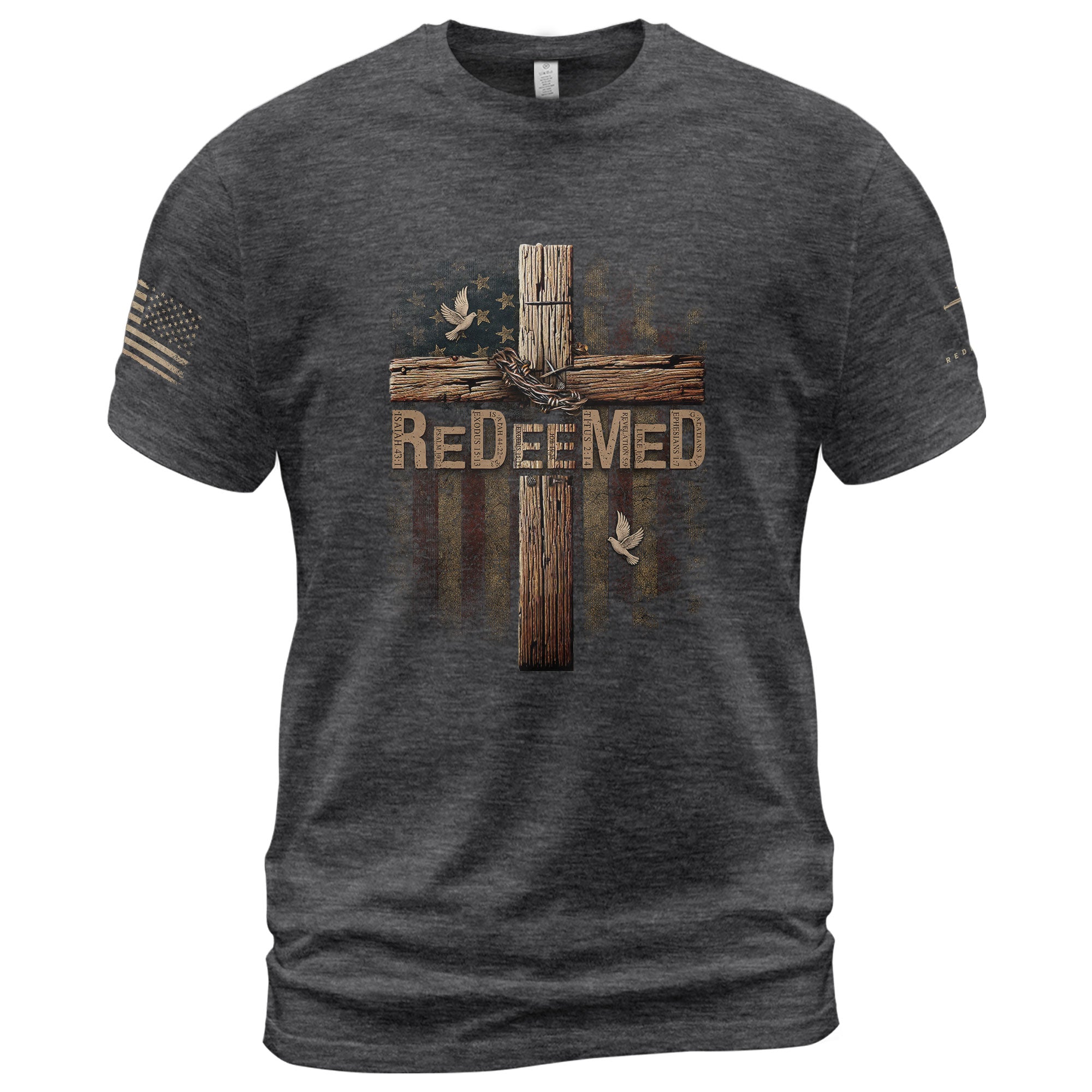 Christian Shirts for Men - ReDeeMed Chains Off, Faith On, Christian Tee Shirts - Rust Field Wear