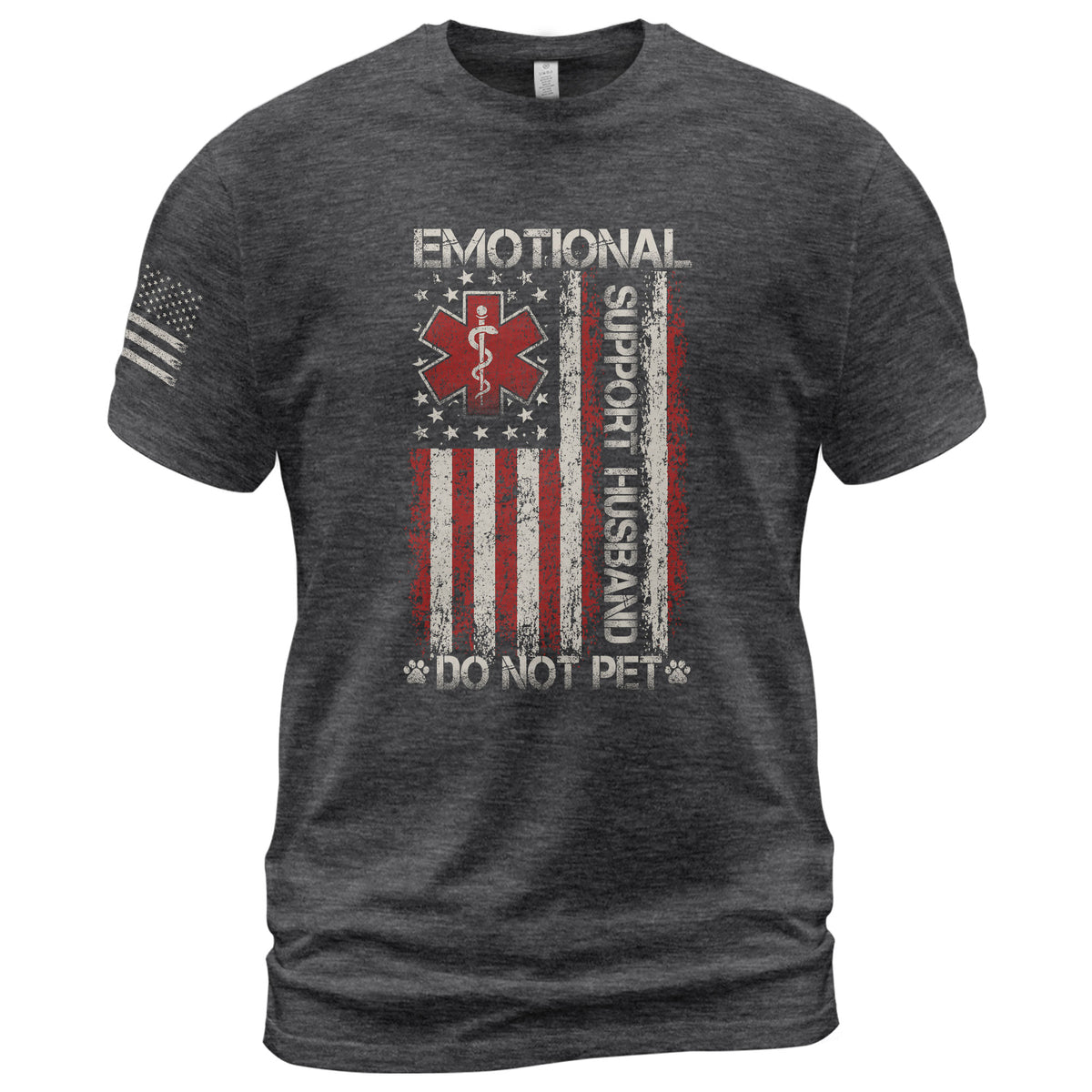 Clever Emotional Support Husband Do Not Pet Vertical Star Tee Shirt Cotton Apparel