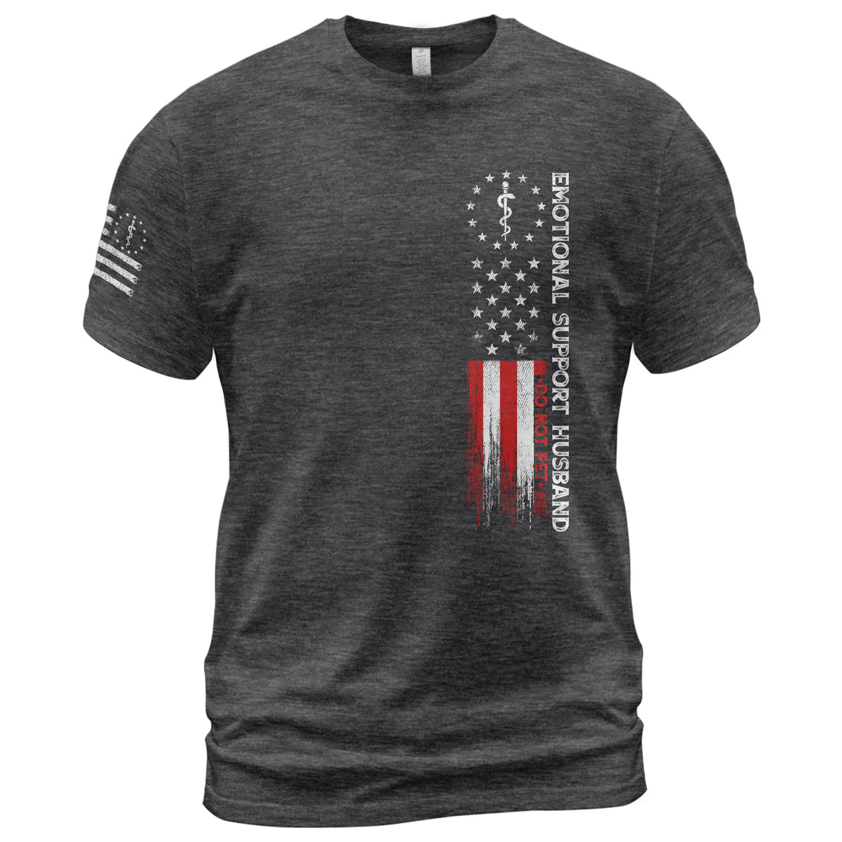 Comic Emotional Support Husband Do Not Pet Vertical Flag Tee Shirt Cotton Apparel