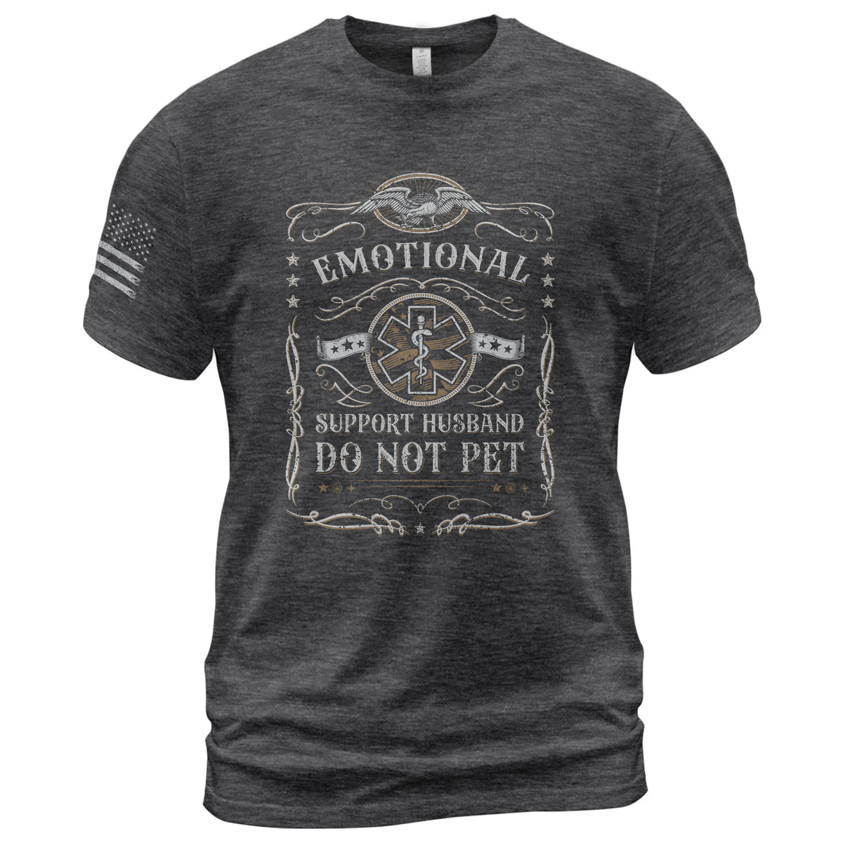 Amusing Emotional Support Husband Do Not Pet Eagle Star Tee Shirt Cotton Apparel