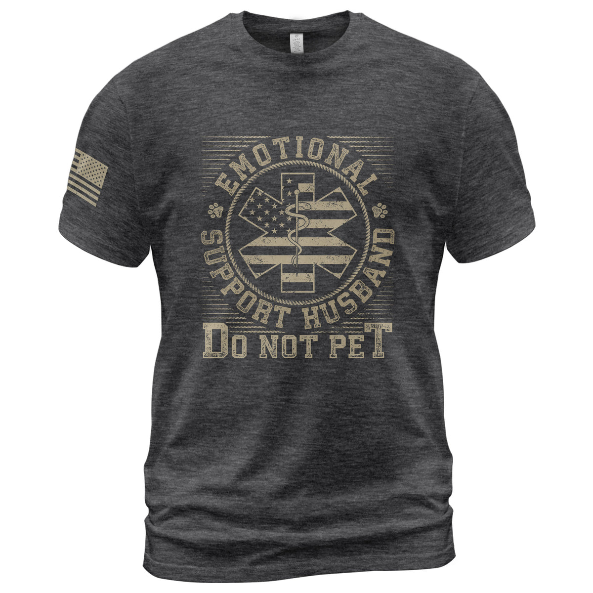 Amusing Emotional Support Husband Do Not Pet Badge Tee Shirt Cotton Apparel Top Item