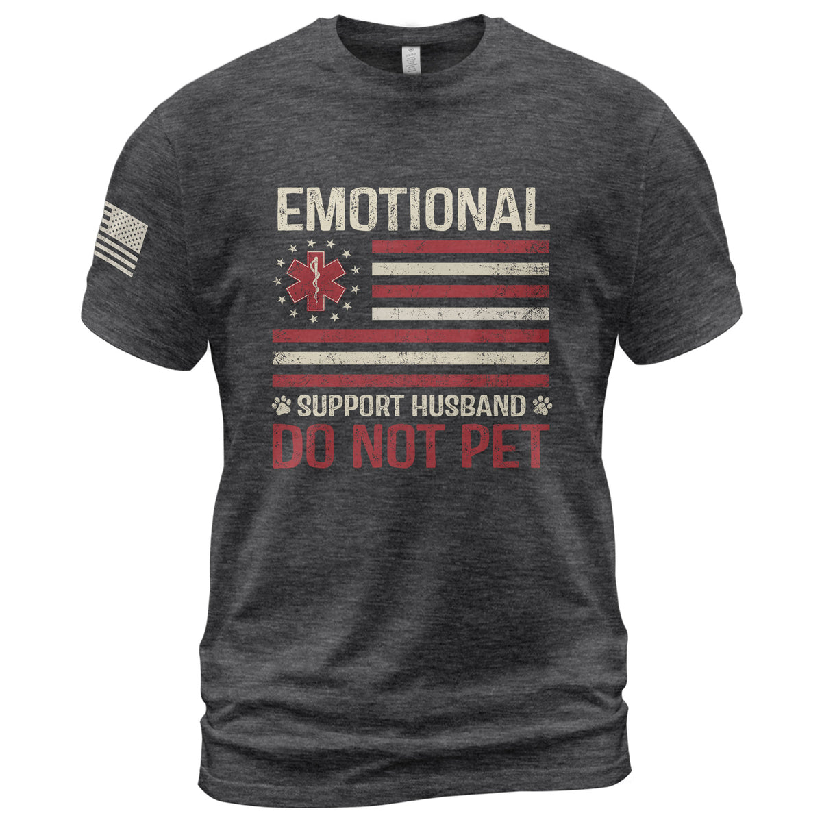Witty Emotional Support Husband Do Not Pet Stars Stripes Tee Shirt Cotton Apparel