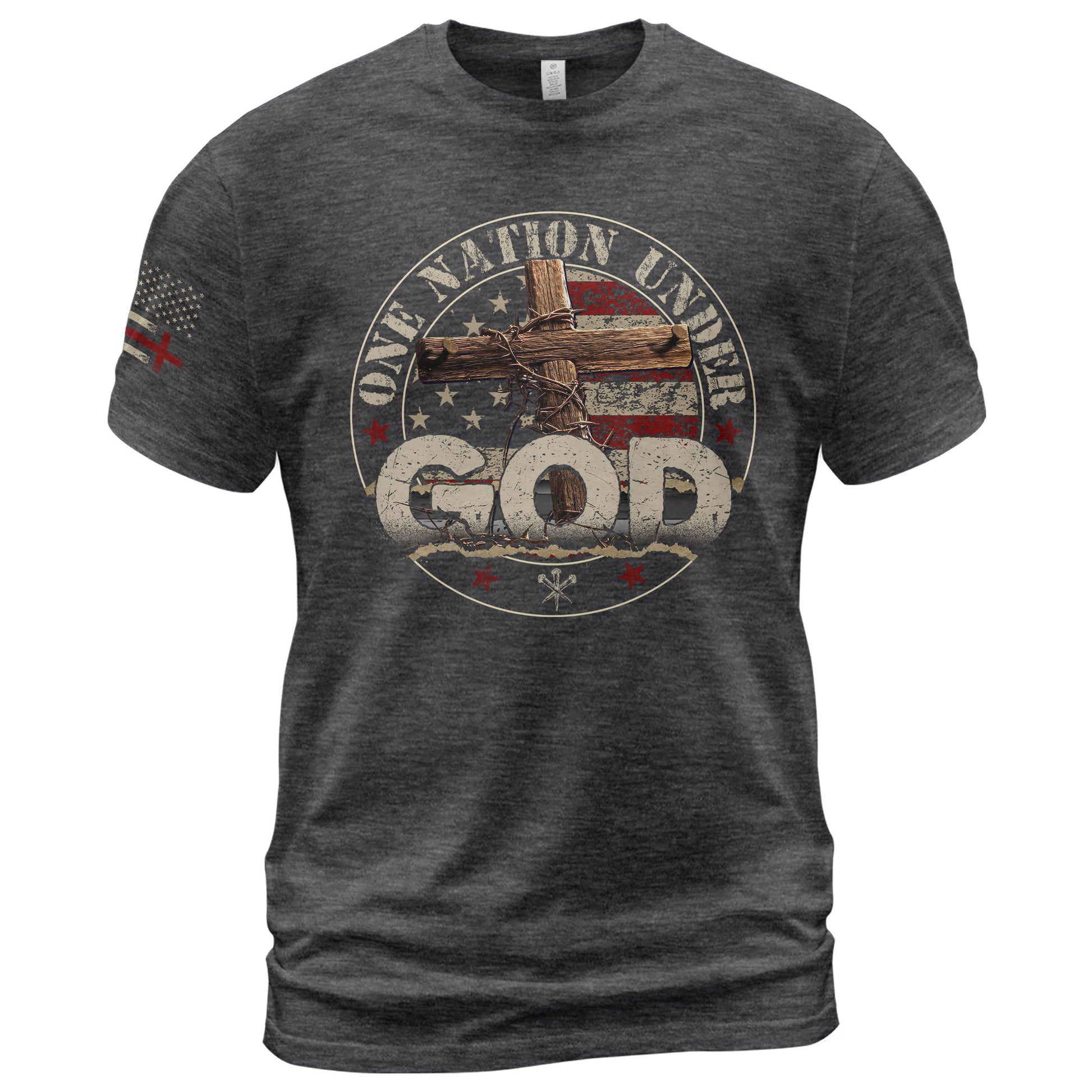 One Nation Under God Christian - Christian Shirts for Men, Faith Based Christian Tee Shirts - Rust Field Wear