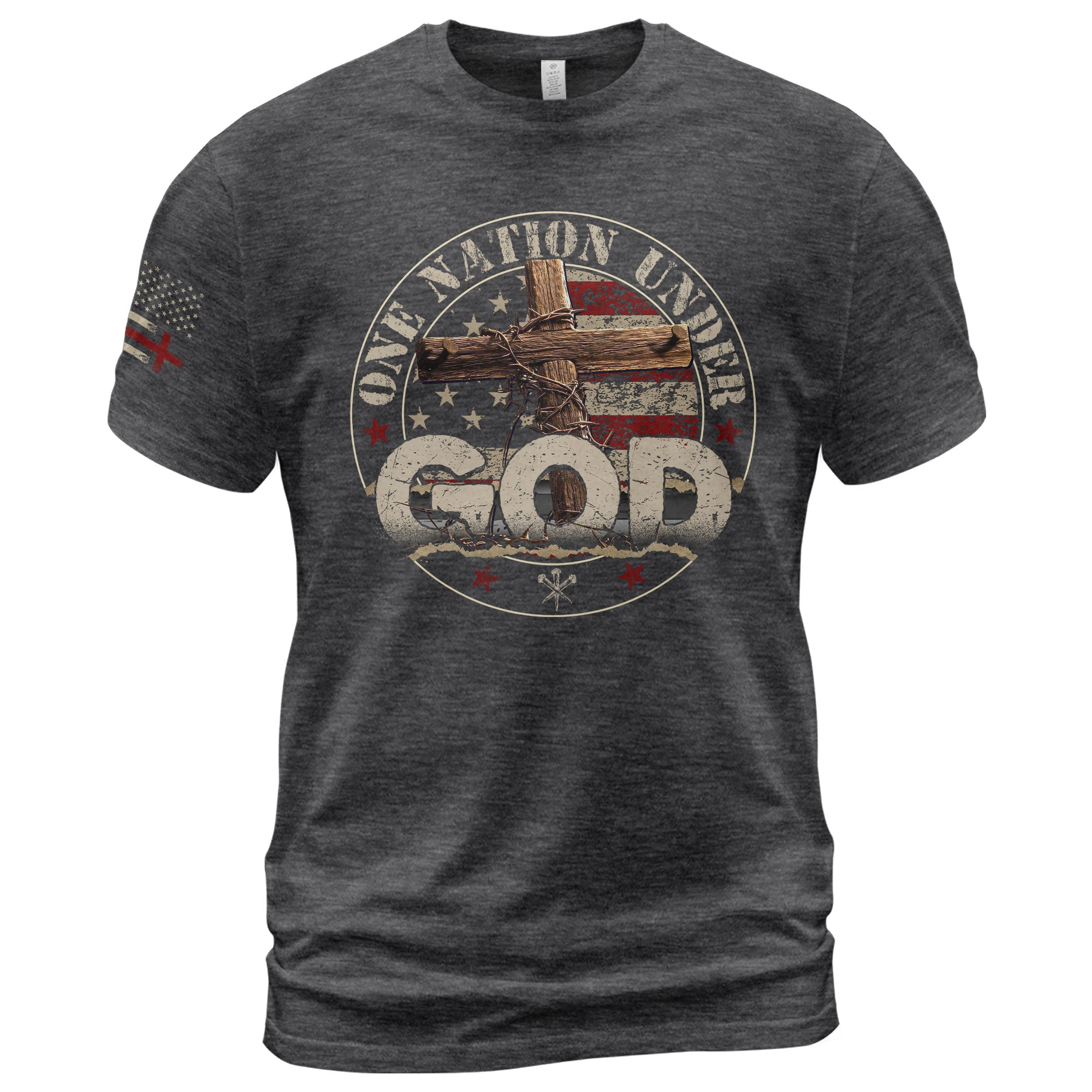 One Nation Under God Christian - Christian Shirts for Men, Faith Based Christian Tee Shirts - Rust Field Wear