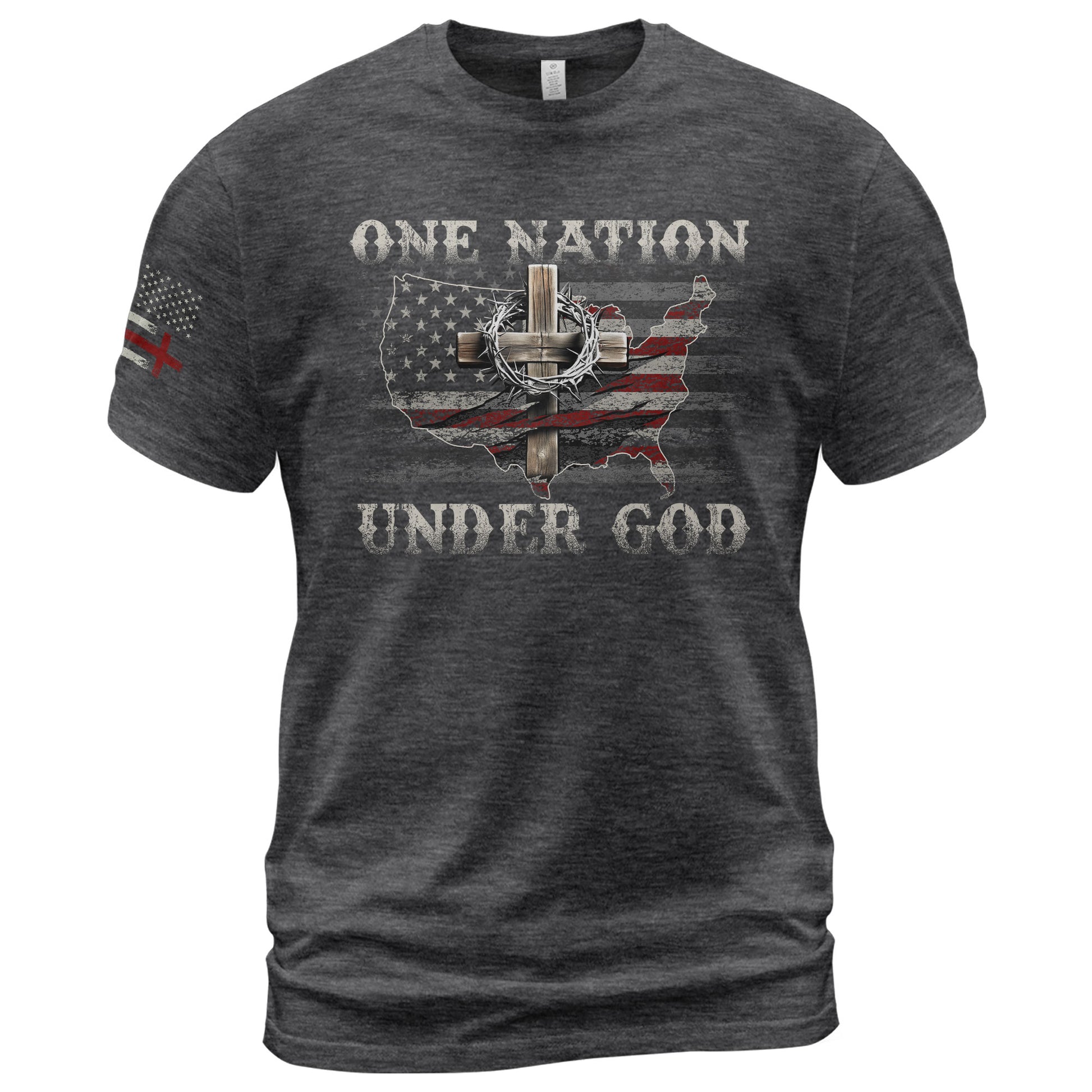Christian Shirts for Men - One Nation Under God Christian American Flag, Christian Tee Shirts - Rust Field Wear