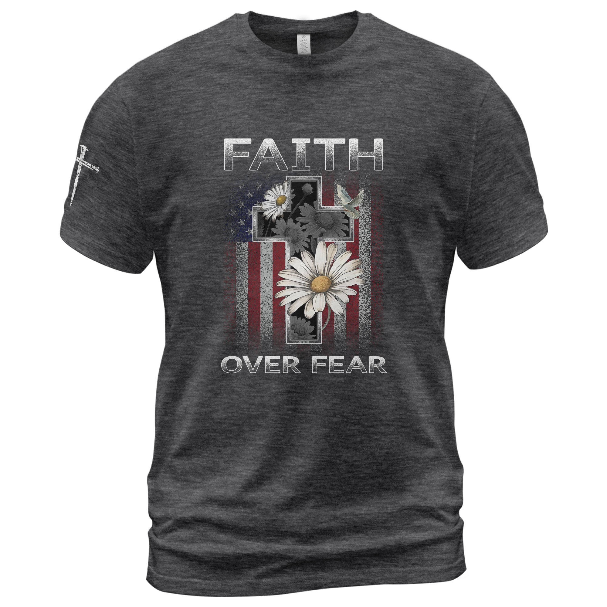Faith Over Fear Christian Floral - Christian Tee Shirts, Christian Shirts for Men - Rust Field Wear