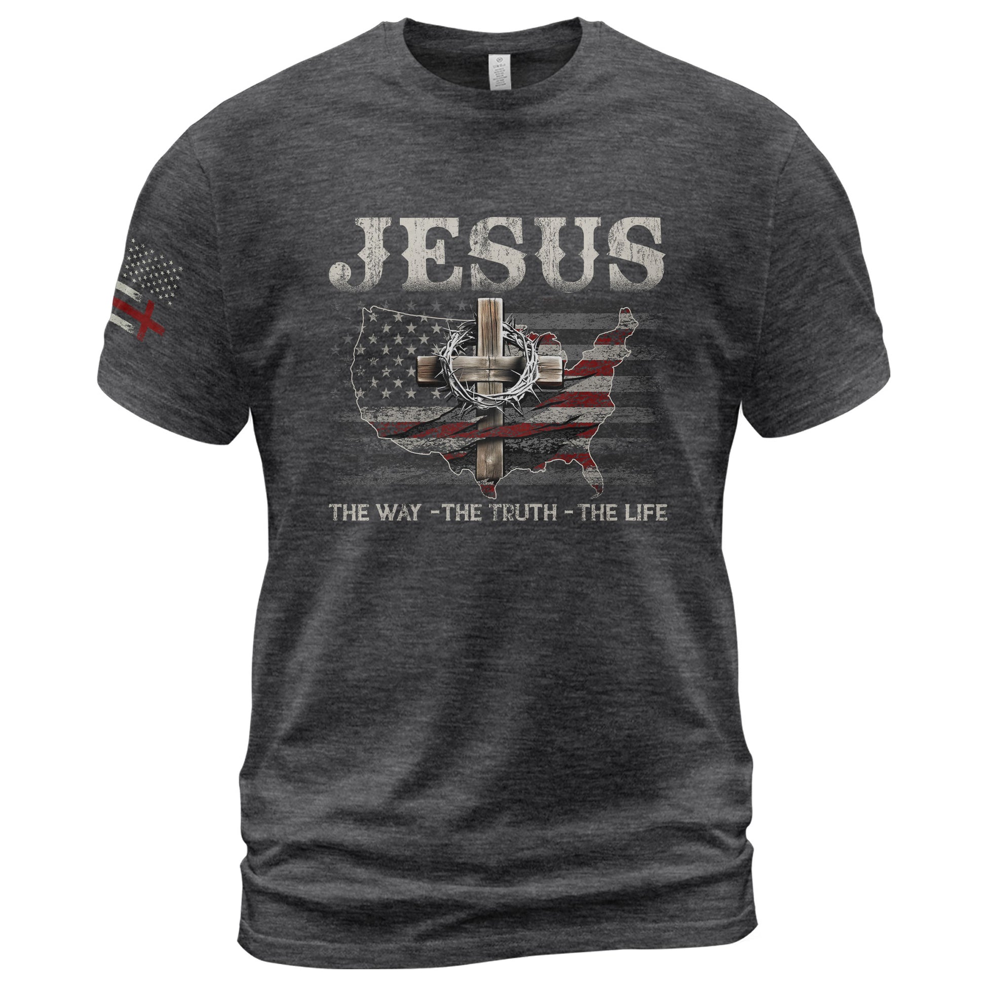 Jesus The Way, The Truth, The Life USA Christian, Christian Shirts for Men - Christian Tee Shirts - Rust Field Wear