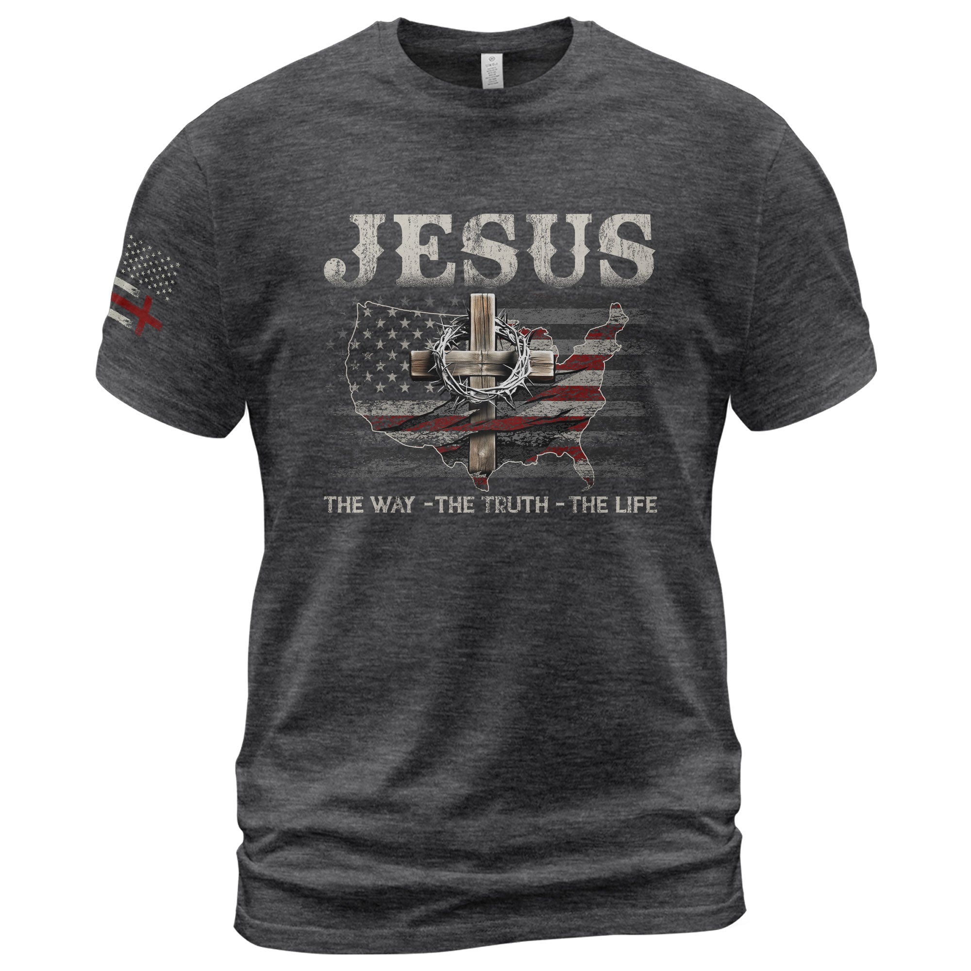 Jesus The Way, The Truth, The Life USA Christian, Christian Shirts for Men - Christian Tee Shirts - Rust Field Wear
