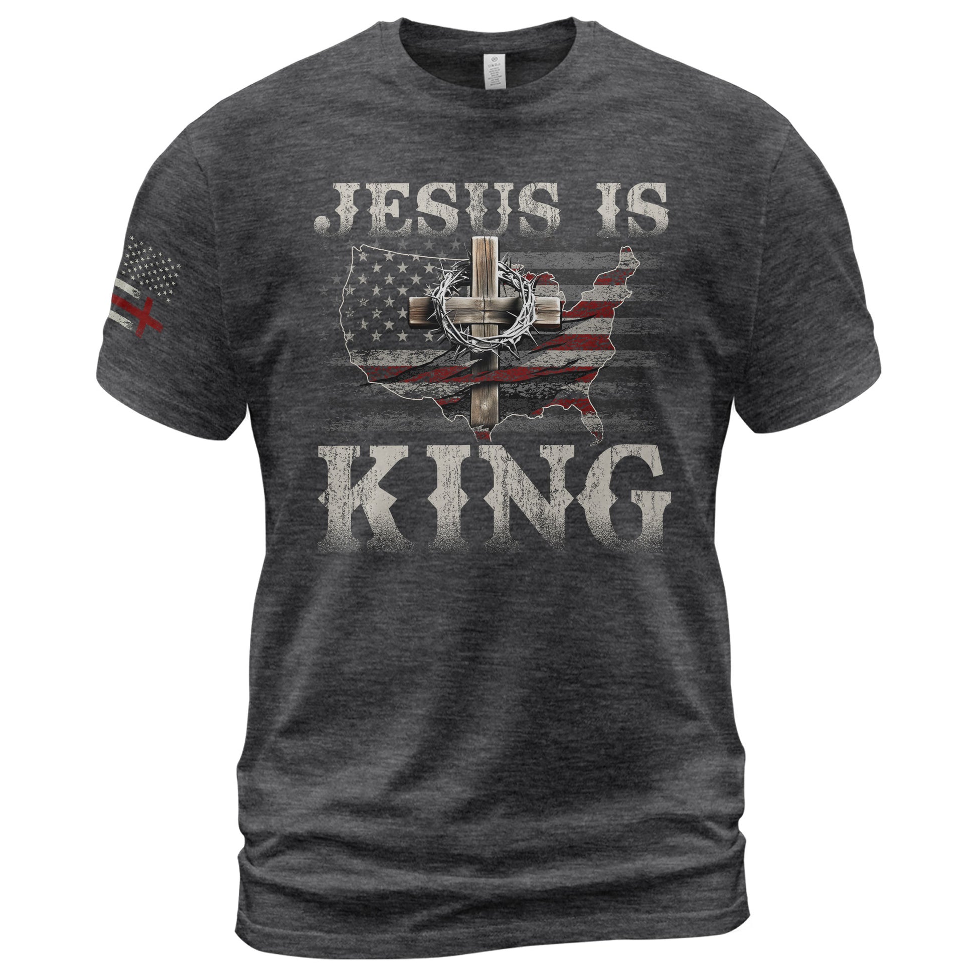 Christian Shirts for Men, Jesus Is King Crown Him with Every Step - Christian Tee Shirts - Rust Field Wear
