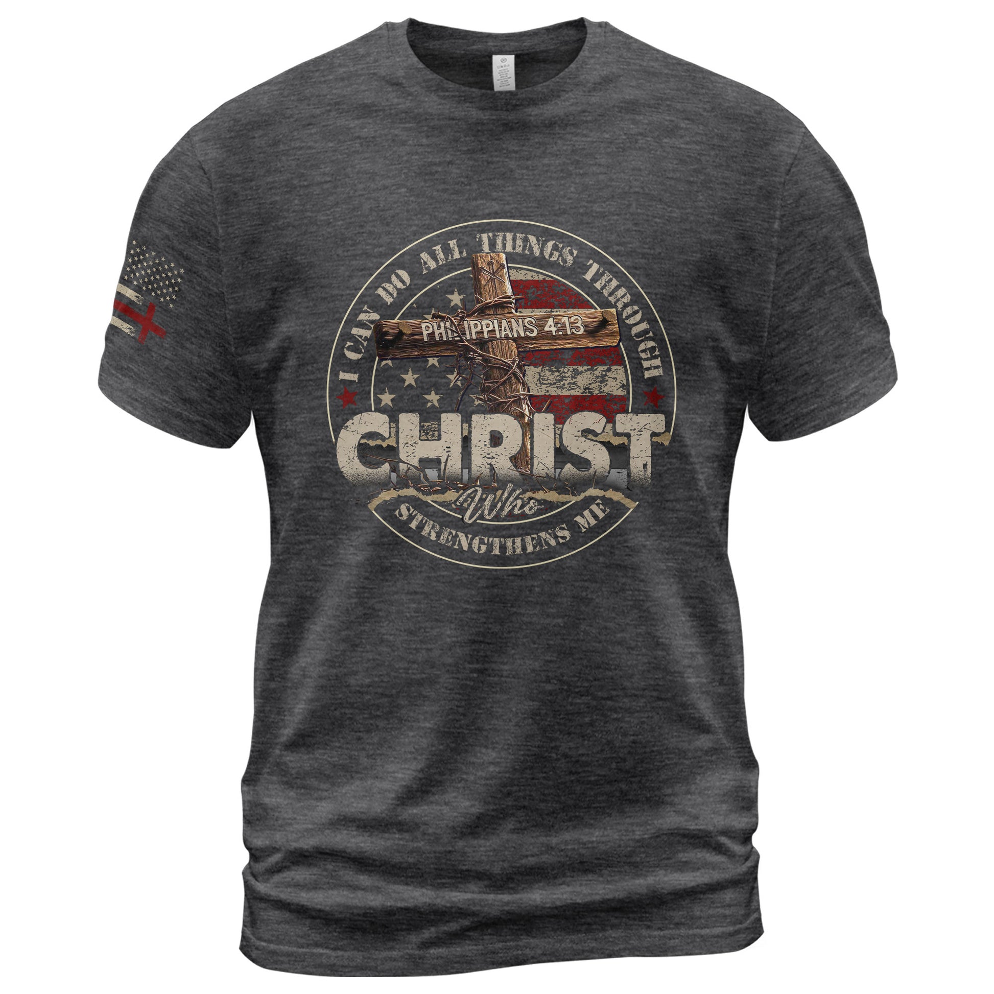 Faith Based Christian Tee Shirts, Christ I Can Do All Things Through Him (Philippians 4:13) - Christian Shirts for Men - Rust Field Wear