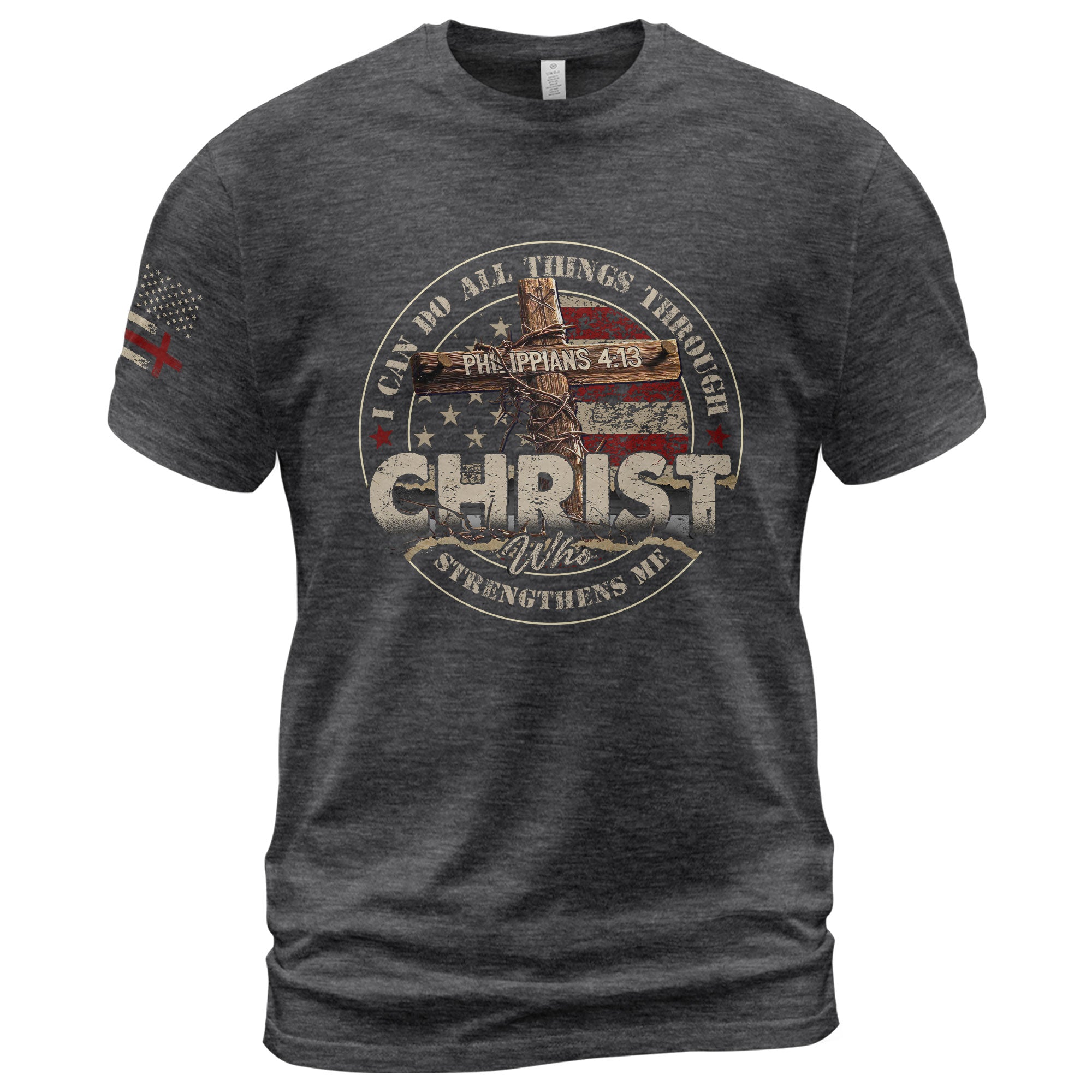 Faith Based Christian Tee Shirts, Christ I Can Do All Things Through Him (Philippians 4:13) - Christian Shirts for Men - Rust Field Wear