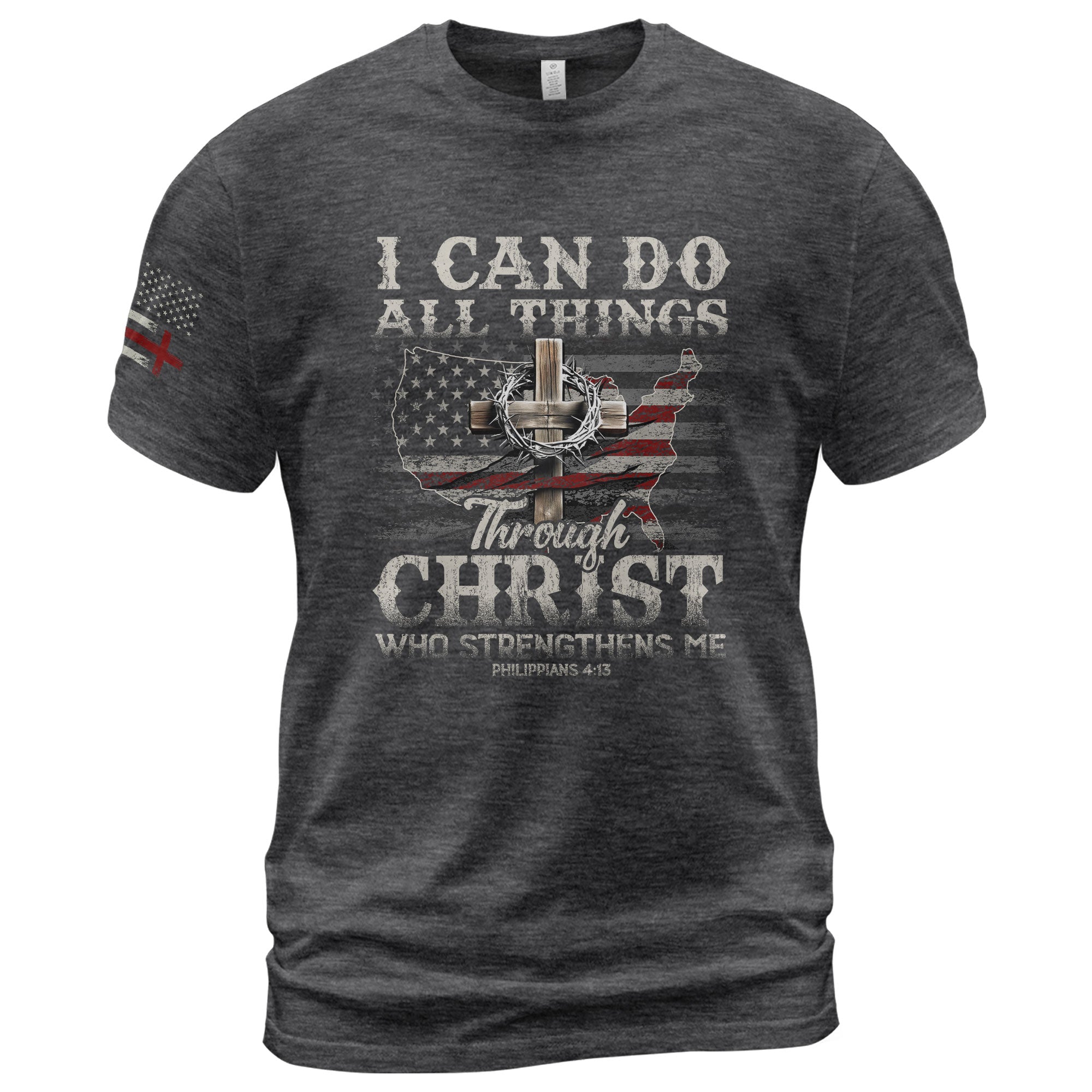 Christian Shirts for Men, I Can Do All Things Philippians 4:13 USA Christian - Christian Tee Shirts - Rust Field Wear