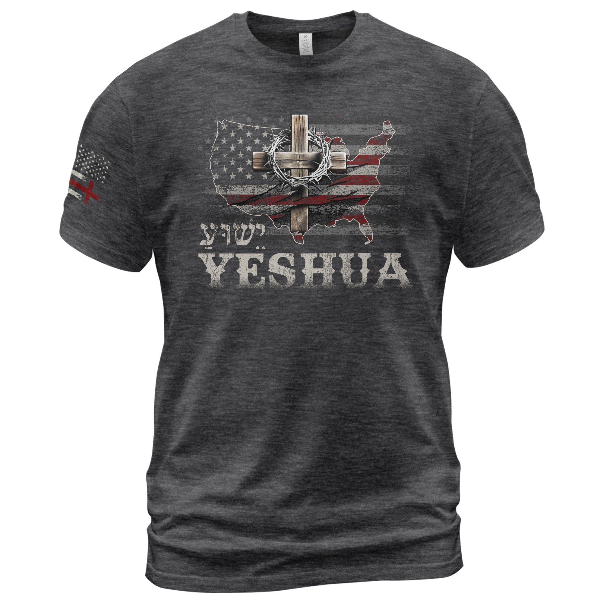 Yeshua Crown of Thorns Map, Christian Shirts for Men - Christian Tee Shirts - Rust Field Wear