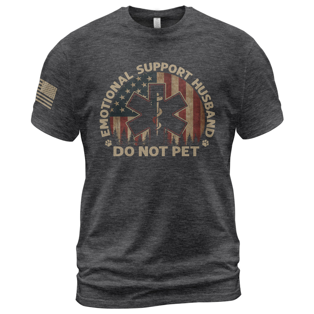 Emotional Support Husband Do Not Pet Humorous Star Graphic Tee Shirt Cotton Apparel