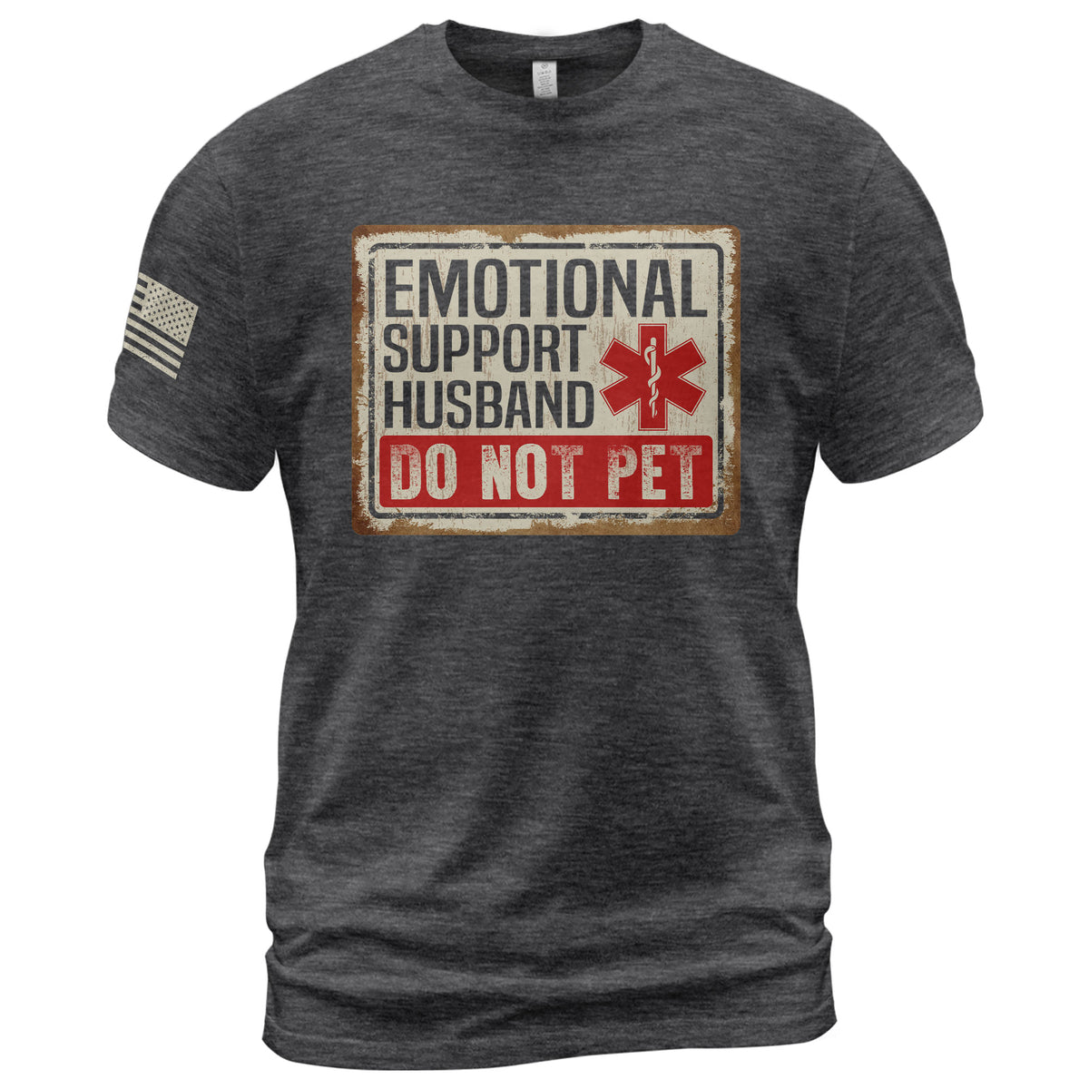 Emotional Support Husband Do Not Pet Sign Board Graphic Tee Shirt Casual Cotton Top