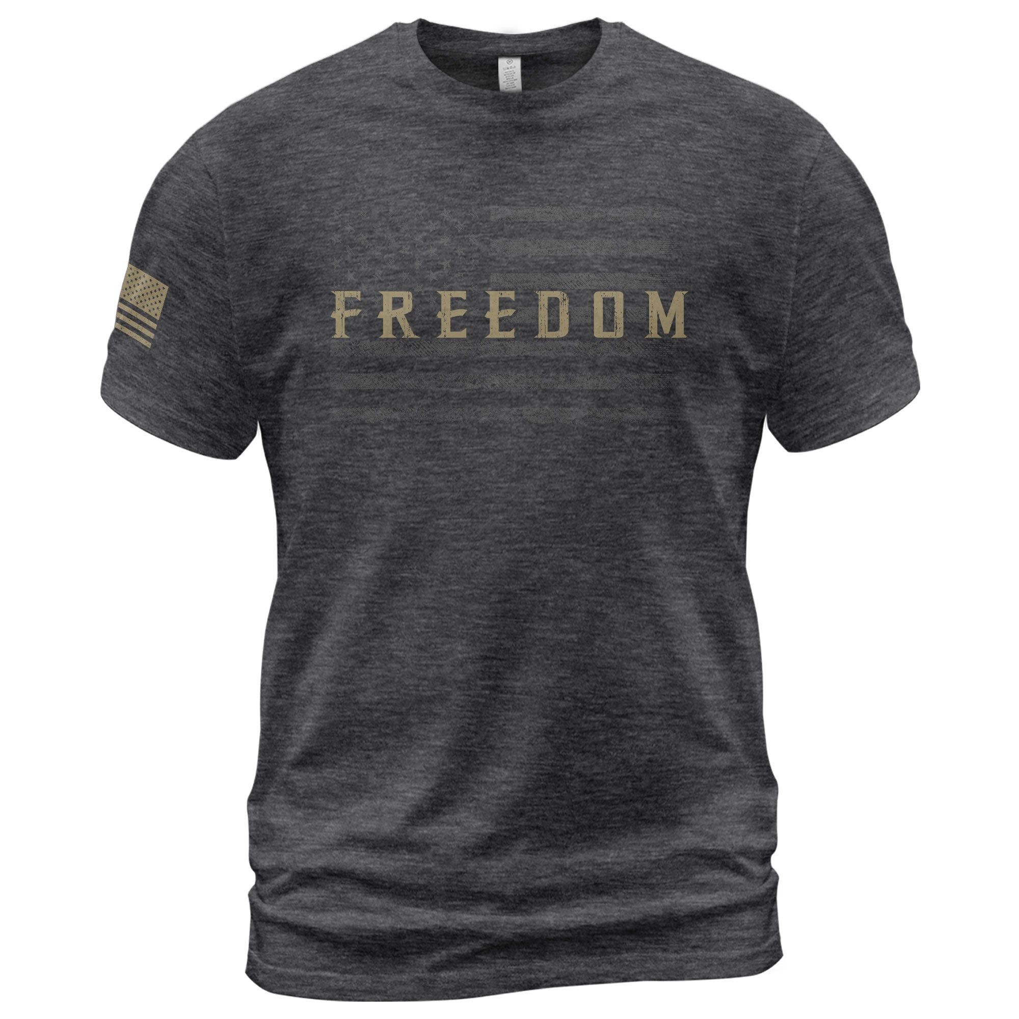 Freedom Distressed American Flag Military Style, Patriotic T Shirts - Freedom Shirts for Men - Rust Field Wear