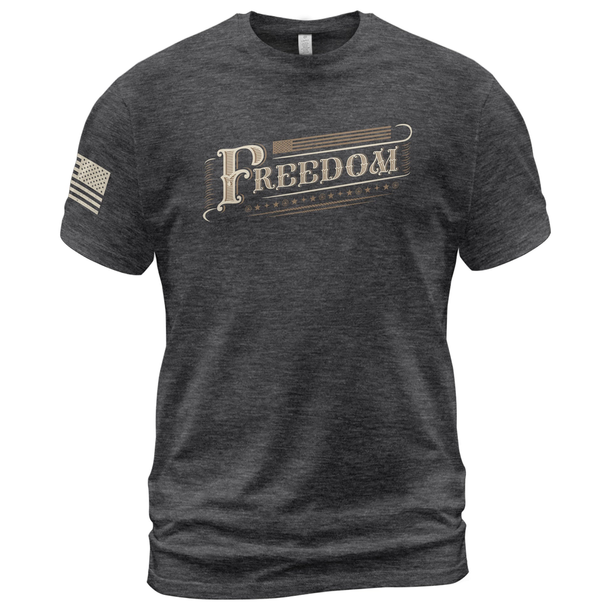 Vintage 'Freedom' Script - Freedom T Shirt, Patriotic Shirts for Men - Rust Field Wear