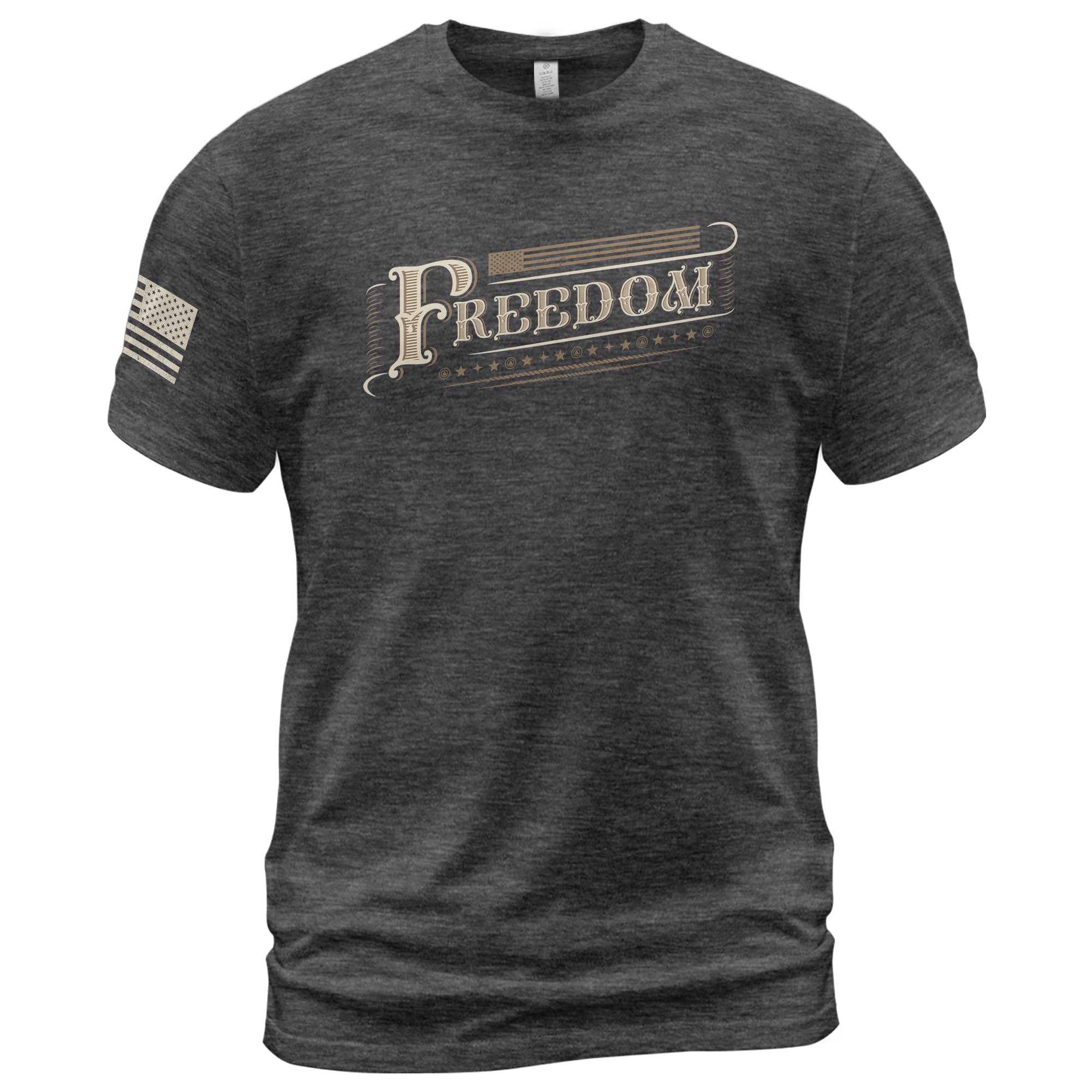 Vintage 'Freedom' Script - Freedom T Shirt, Patriotic Shirts for Men - Rust Field Wear