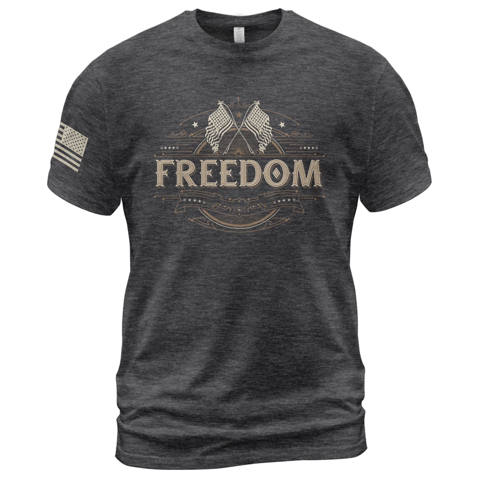 Freedom T Shirt, Freedom Heritage Patriotic American Flag Tribute - Freedom Shirts for Men - Rust Field Wear