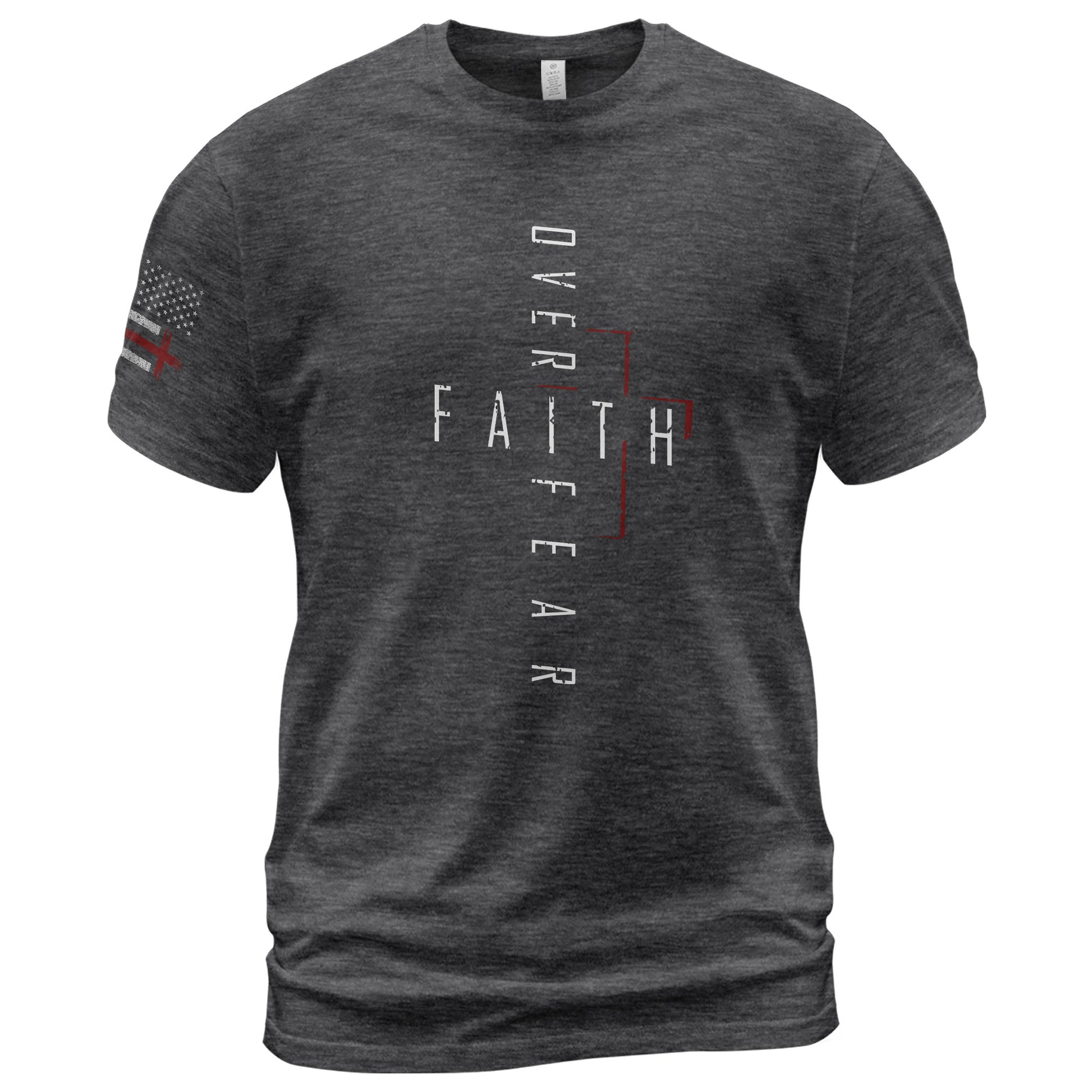 Faith Over Fear Vertical Cross Modern Design, Christian Tee Shirts - Faith Shirts for Men - Rust Field Wear