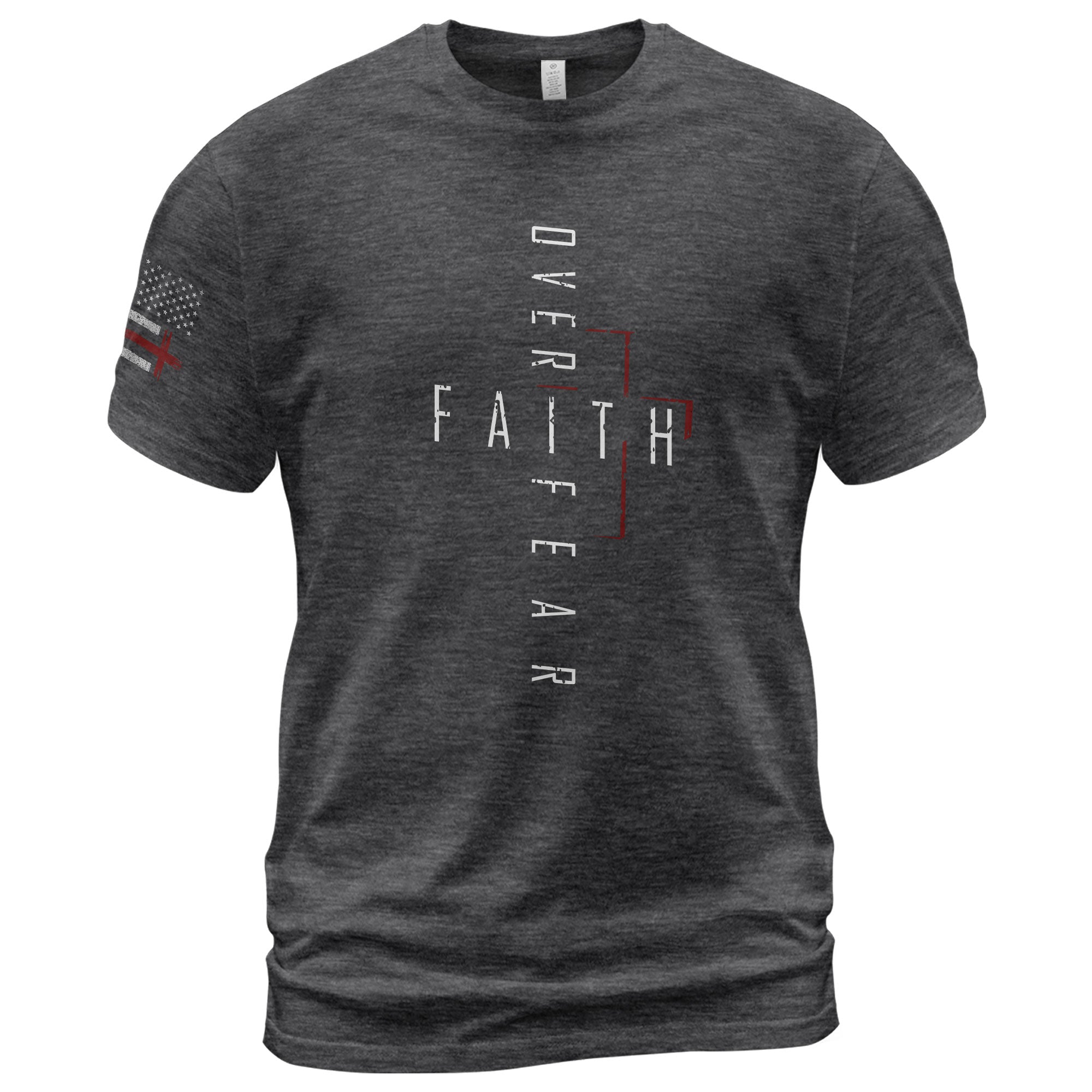 Faith Over Fear Vertical Cross Modern Design, Christian Tee Shirts - Faith Shirts for Men - Rust Field Wear