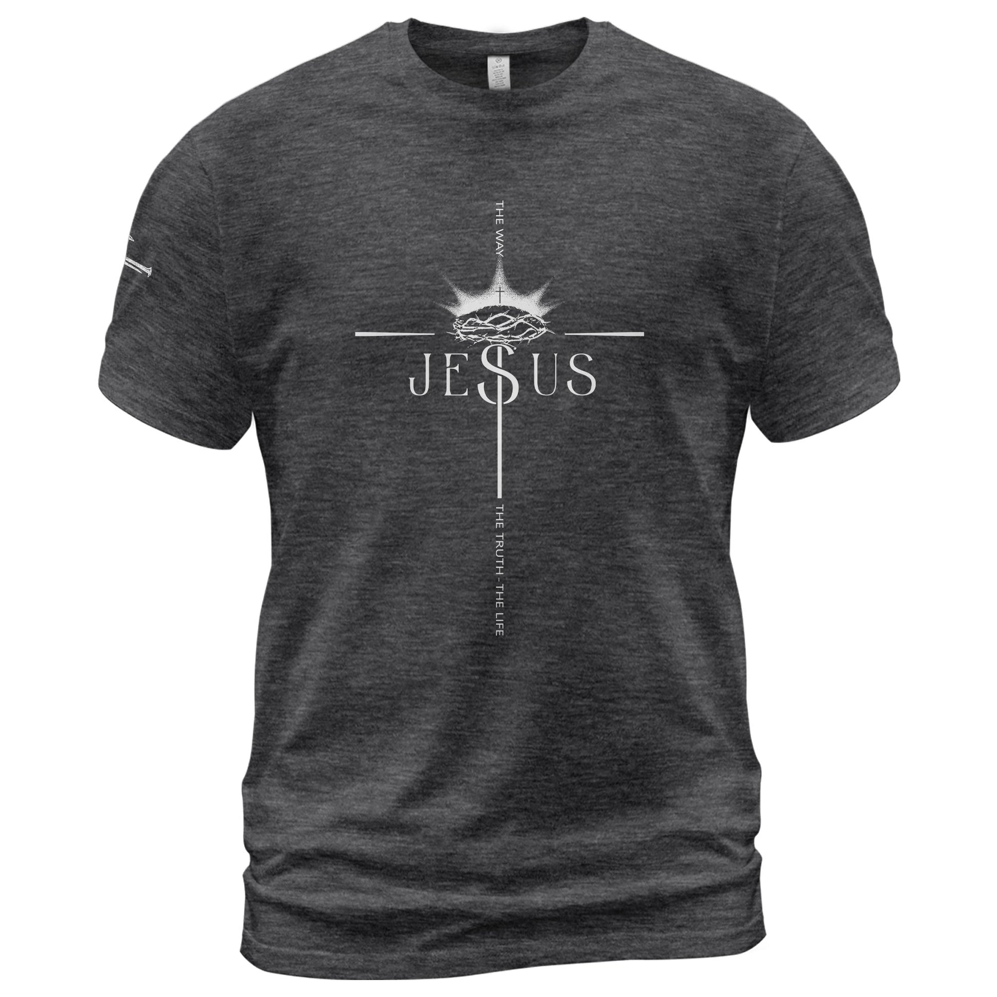 Christian Shirts for Men, Jesus Crown of Thorns Cross The Way, The Truth, The Life - Christian Tee Shirts - Rust Field Wear