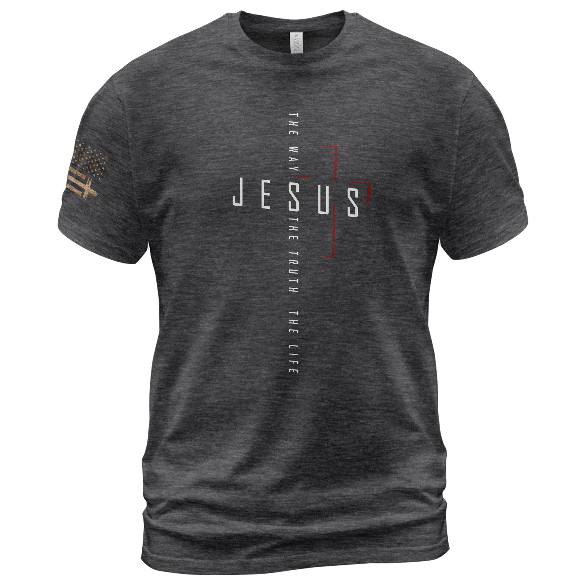 Faith Based Christian Tee Shirts, Jesus Cross The Way The Truth The Life Christian - Christian Shirts for Men - Rust Field Wear