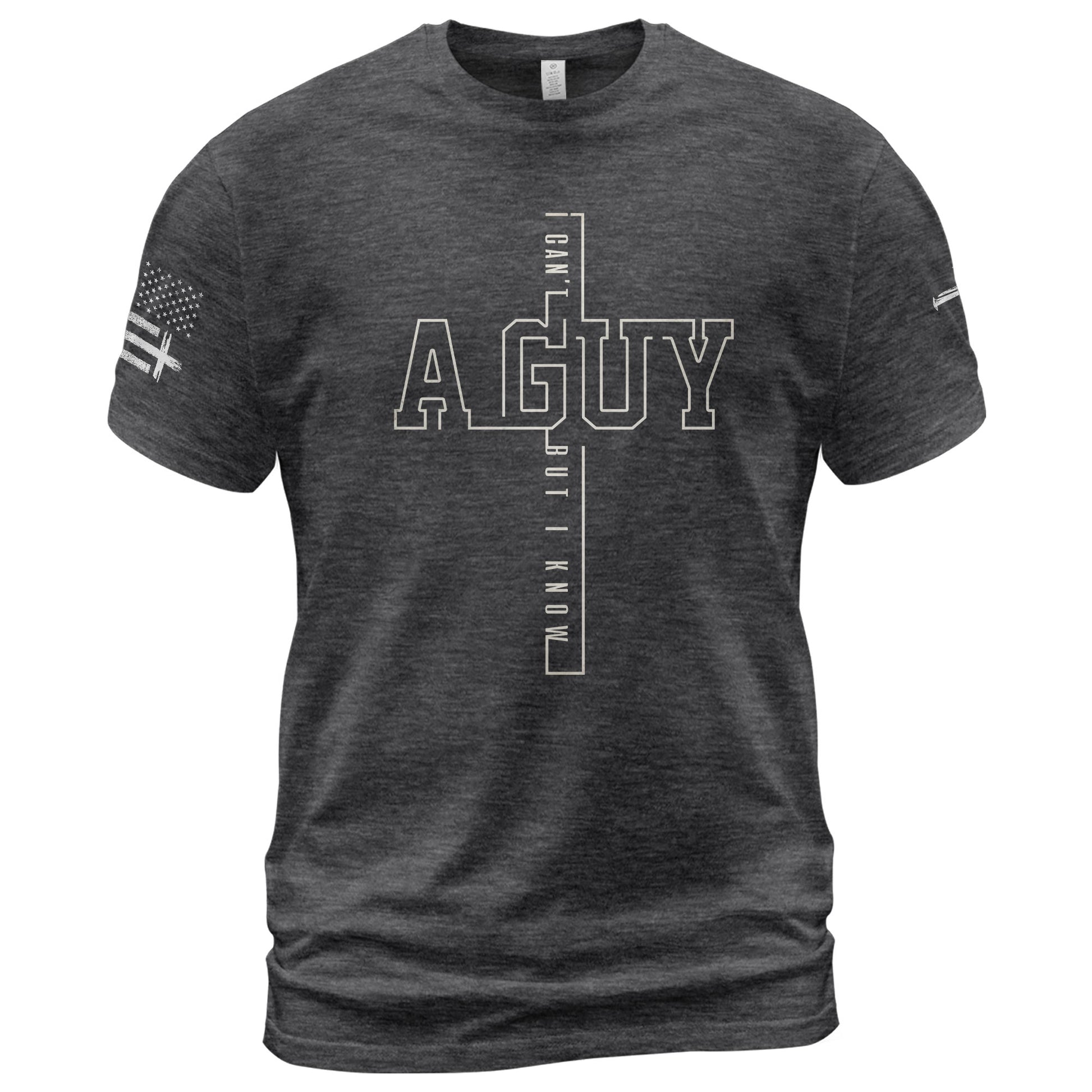 Christian Shirts for Men, I Can’t But I Know A Guy Cross Bold Outline Christian - Christian Tee Shirts - Rust Field Wear