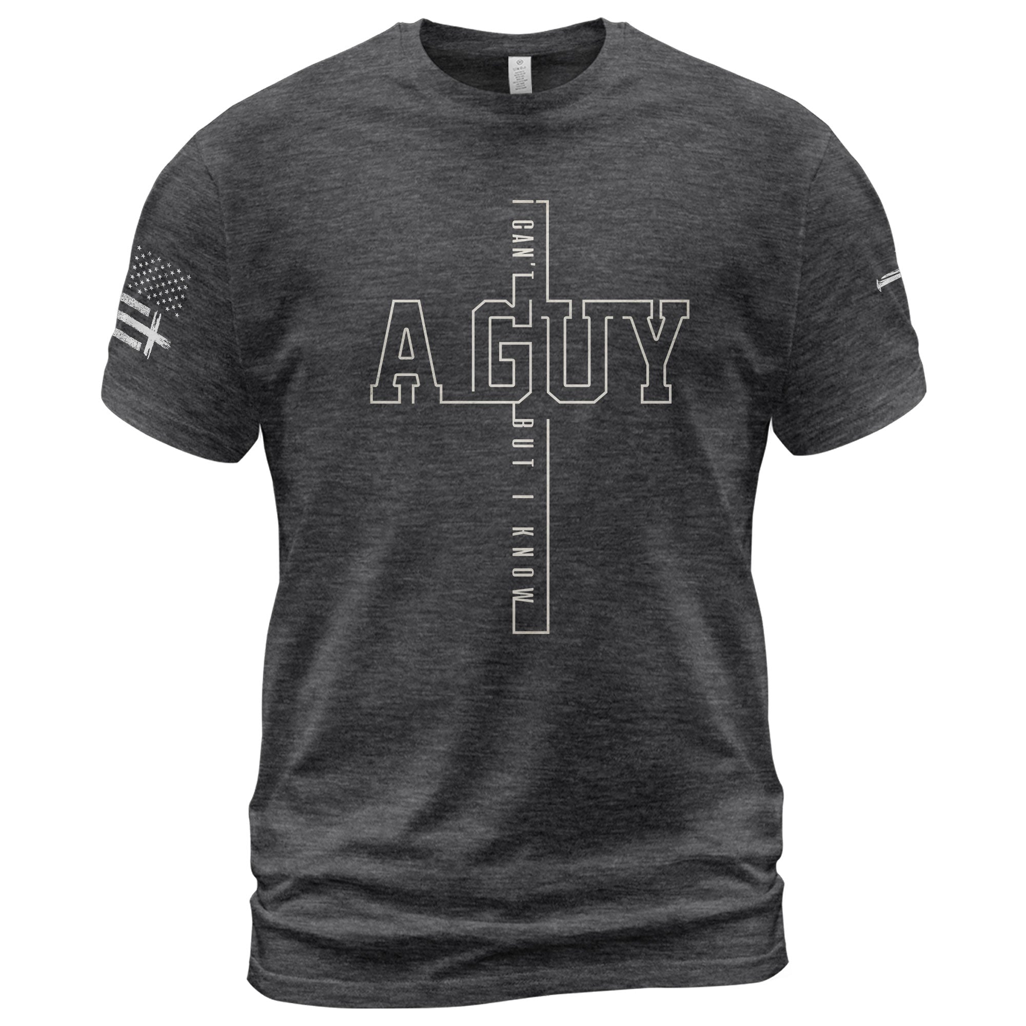Christian Shirts for Men, I Can’t But I Know A Guy Cross Bold Outline Christian - Christian Tee Shirts - Rust Field Wear