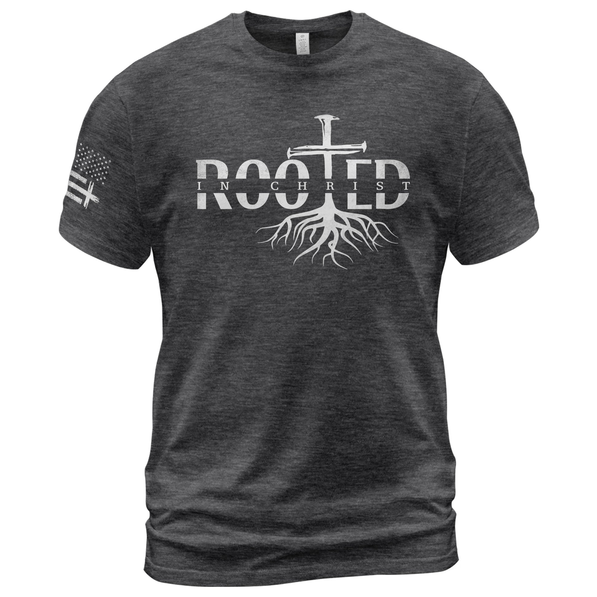 Rooted In Christ Cross Roots Christian, Christian Shirts for Men - Christian Tee Shirts - Rust Field Wear