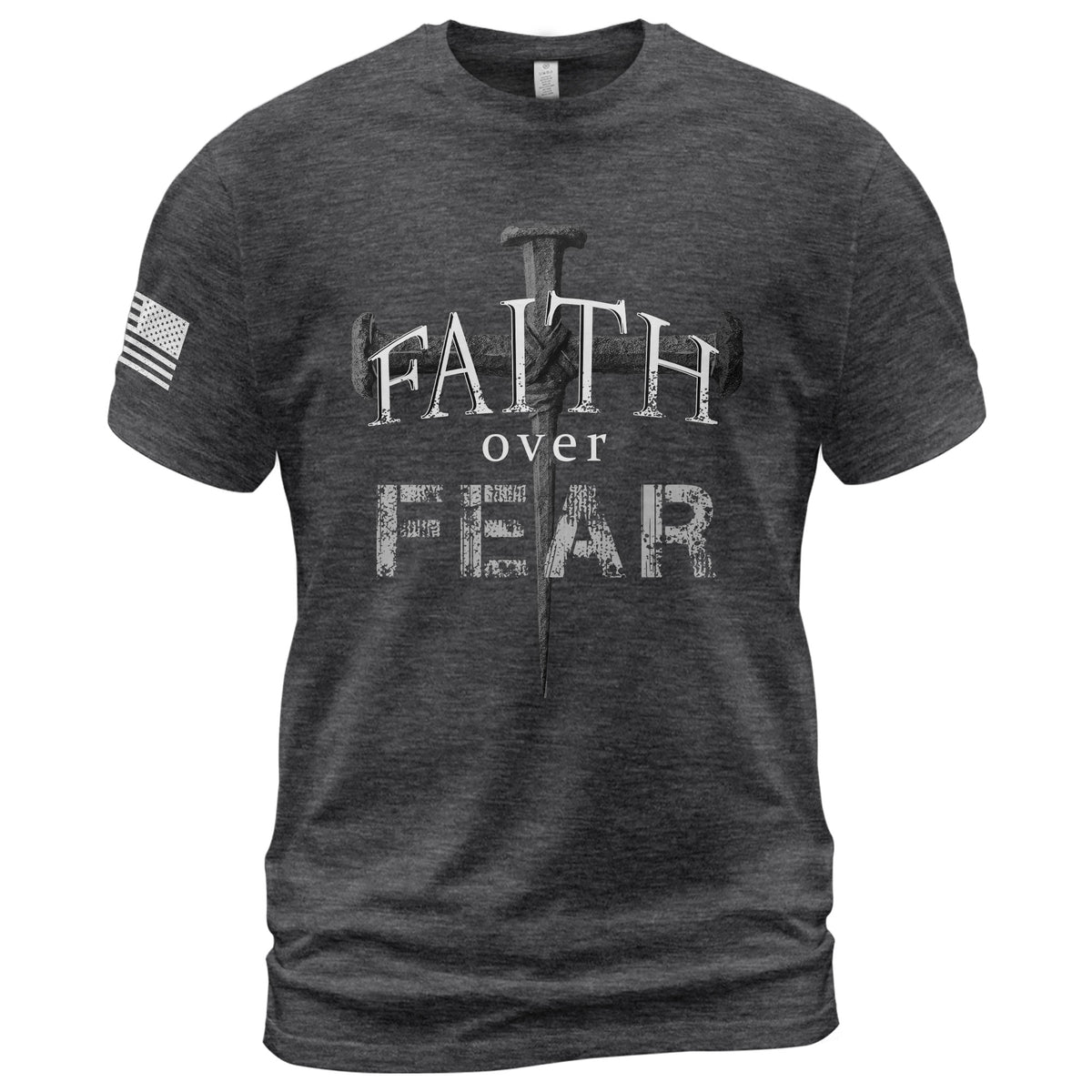 Faith Over Fear Christian Nail Cross Patriotic Religious Jesus Shirt - Rust Field Wear