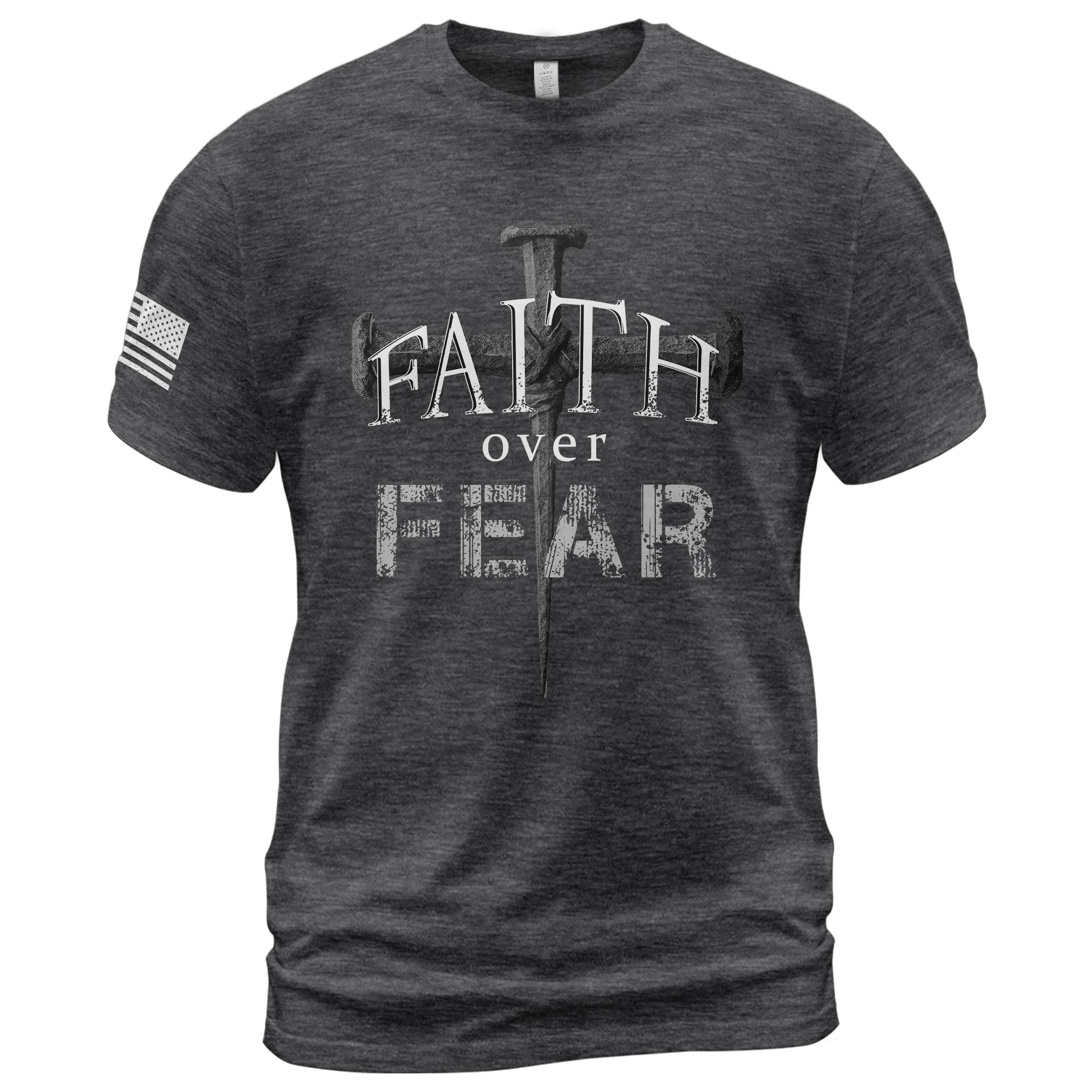 Faith Over Fear Christian Nail Cross Patriotic Religious Jesus Shirt - Rust Field Wear