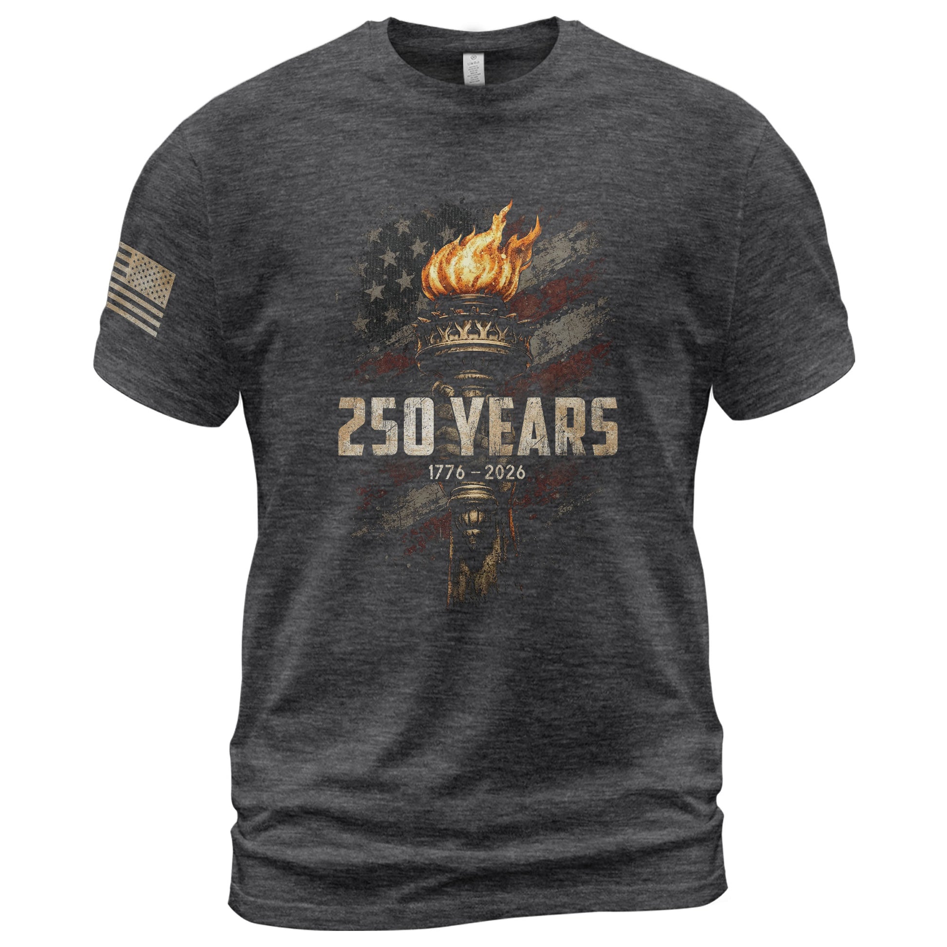 USA 250th Anniversary Shirt 1776-2026 American Flag Liberty Torch Patriotic for Men - Rust Field Wear