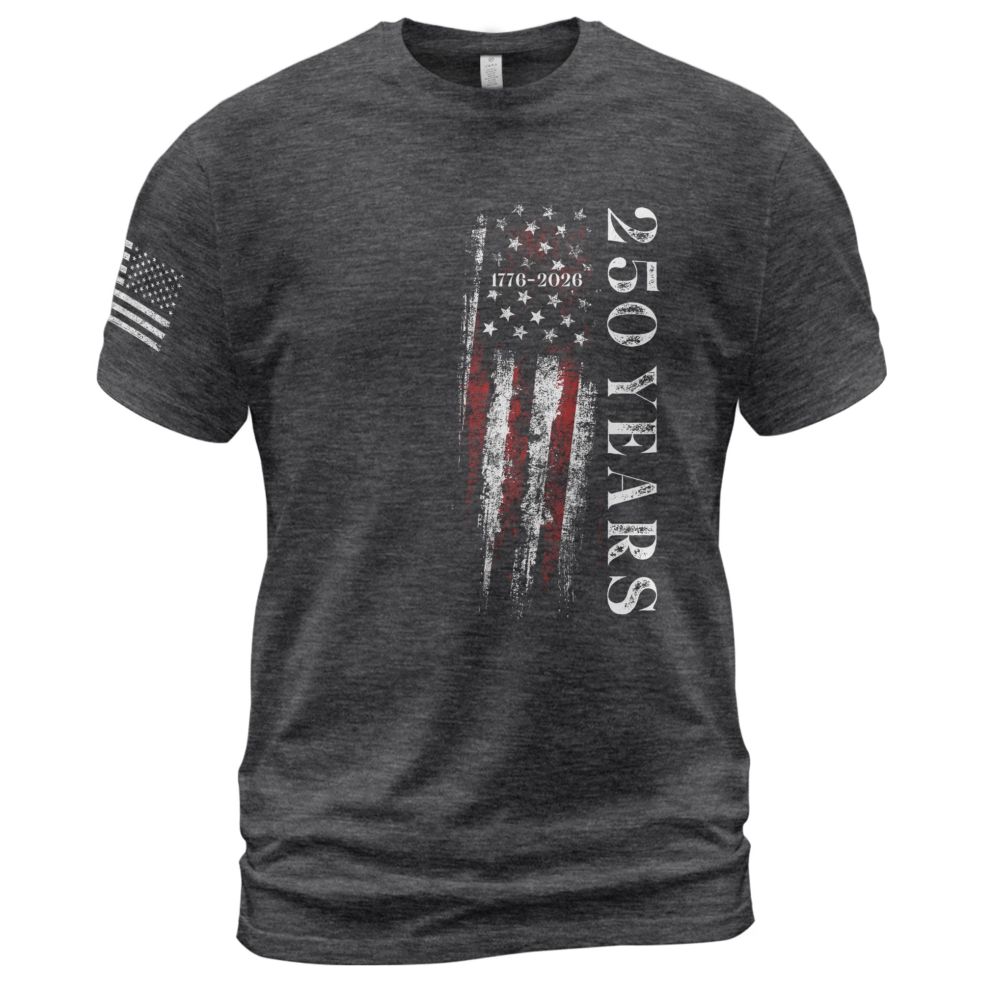 250 Years Vertical Flag T-Shirt – Vintage USA Independence 1776–2026 Shirt - Rust Field Wear