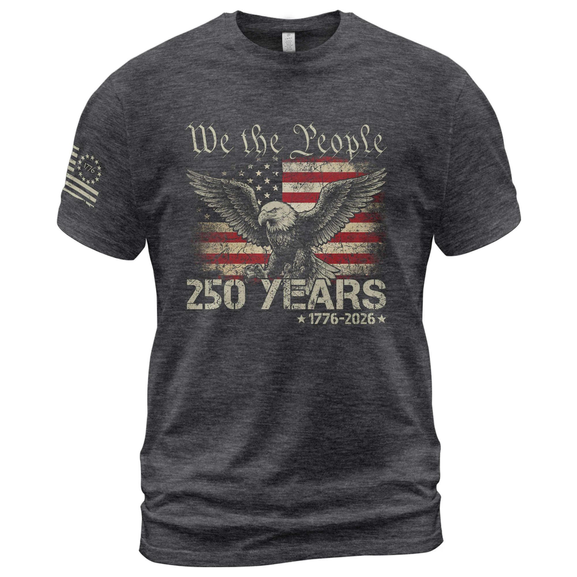 USA 250th Anniversary T-Shirt 250 Years 1776-2026 Winged Eagle Distressed Flag Patriotic - Rust Field Wear