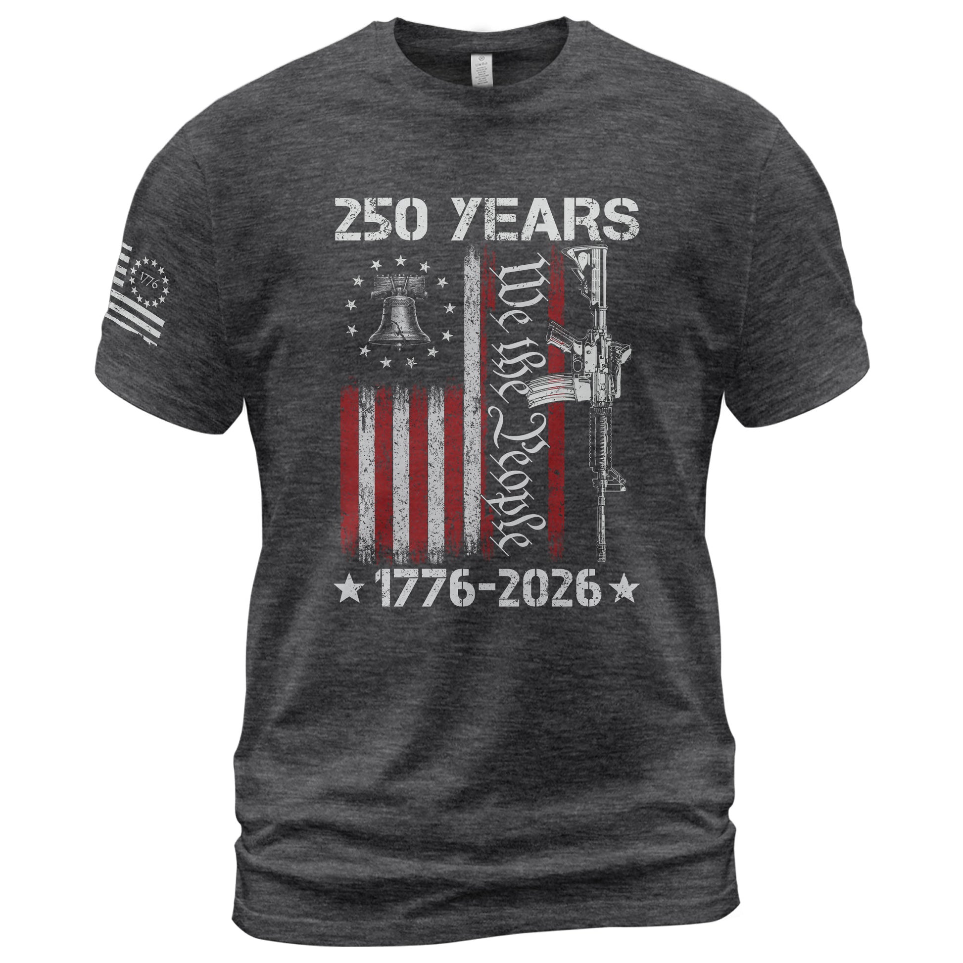 We The People 250th Anniversary T-Shirt 250 Years 1776-2026 Liberty Bell Rifle Patriotic - Rust Field Wear