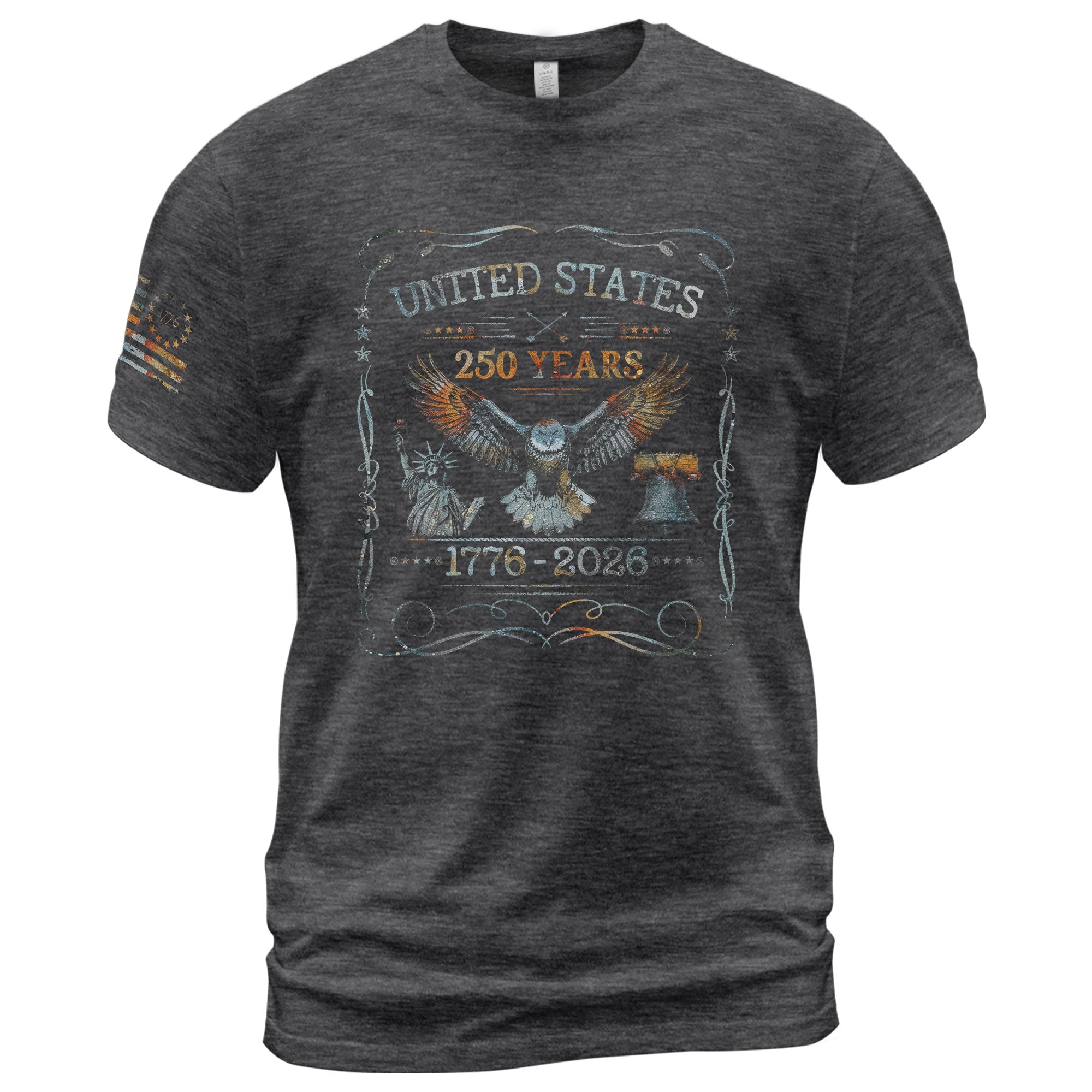 USA 250th Anniversary T-Shirt 250 Years 1776-2026 Eagle Liberty Bell Statue Patriotic - Rust Field Wear