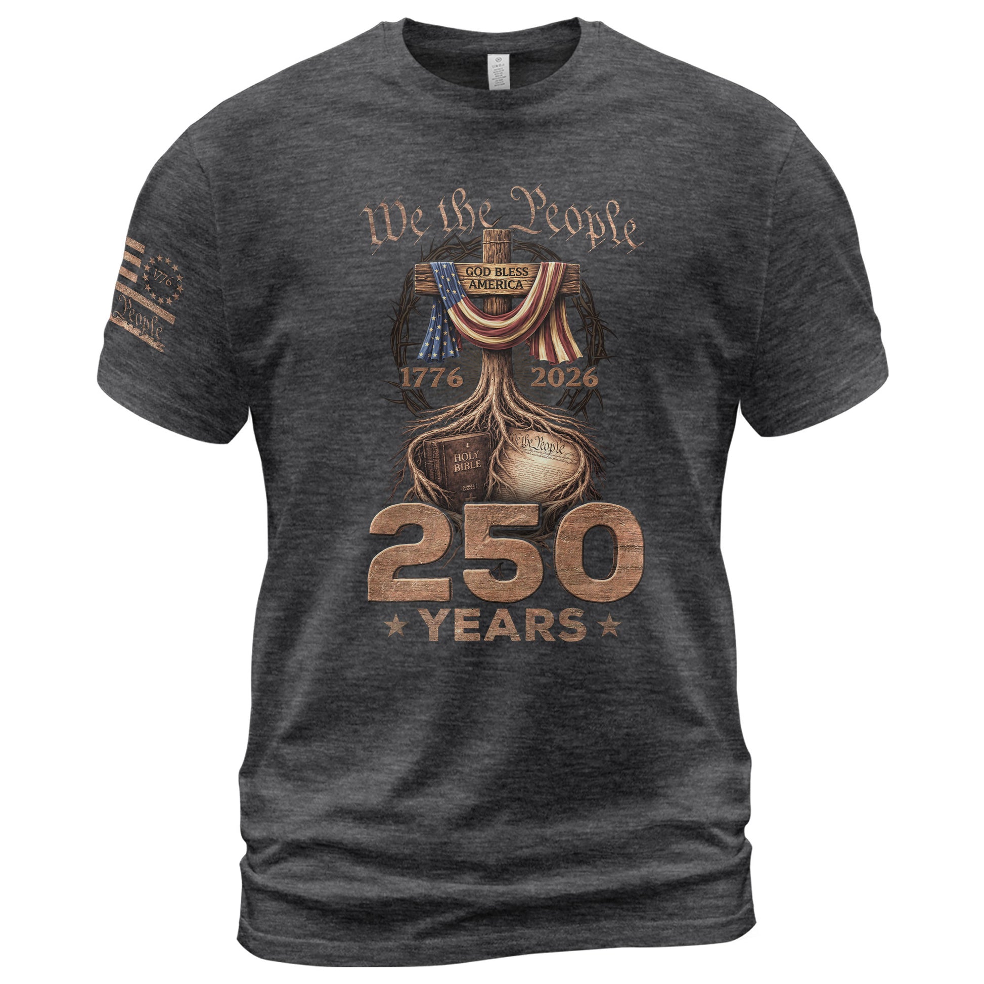 Christian USA Independence Celebration Shirt Patriotic Faith 250 Year Tribute - Rust Field Wear