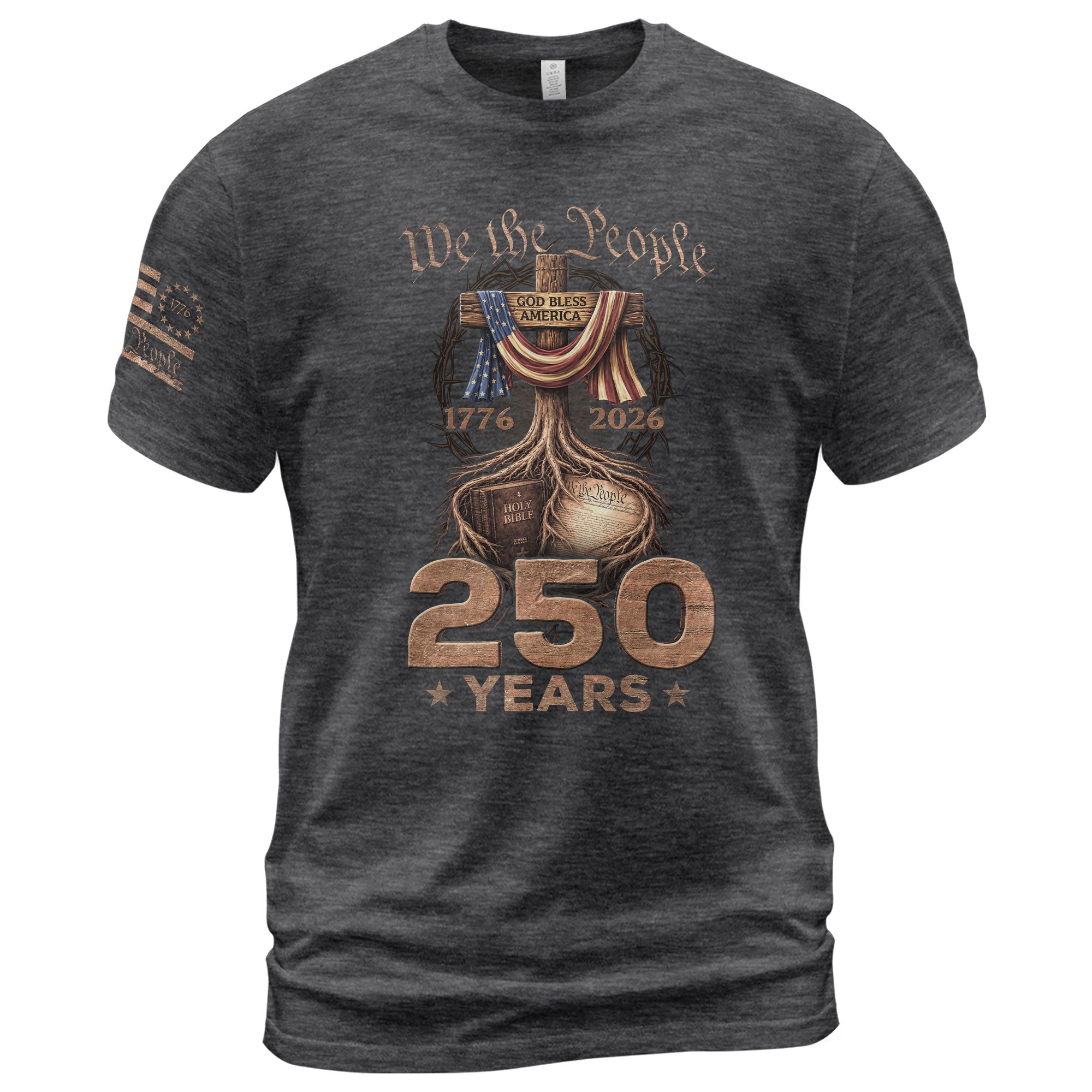 Christian USA Independence Celebration Shirt Patriotic Faith 250 Year Tribute - Rust Field Wear