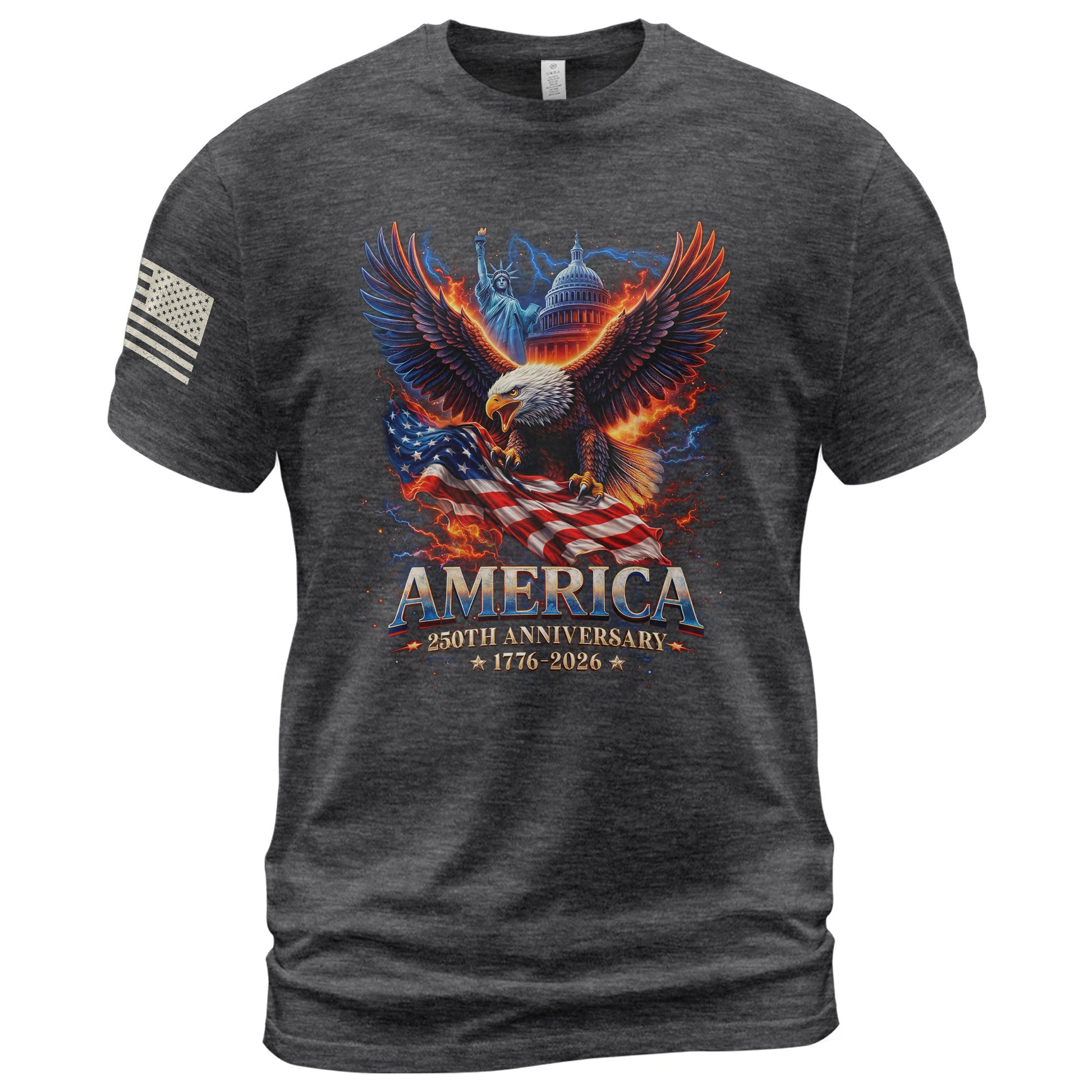 250 Year American Anniversary Shirt - Freedom Eagle Bootleg Graphic Tee - Rust Field Wear