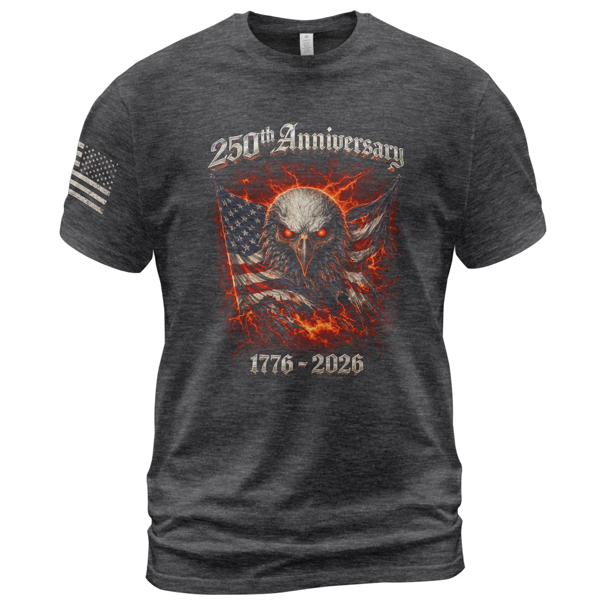 Vintage America 250th Anniversary Bootleg T-Shirt - 1776-2026 Fire Eagle Streetwear Tee, 250 Years Lightning Graphic Shirt - Rust Field Wear