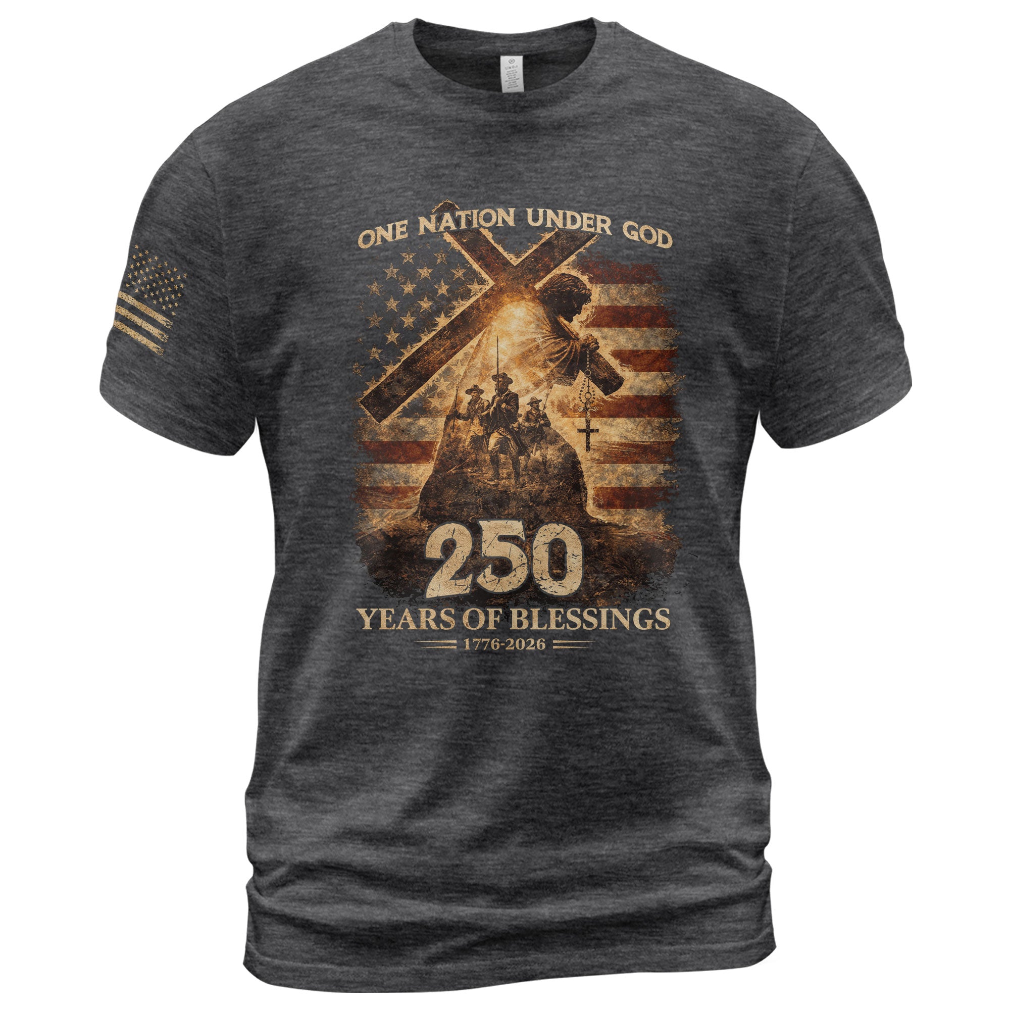 USA 250th Anniversary Shirt – 1776-2026 One Nation Under God 250 Years of Blessings Patriotic Christian Tee - Rust Field Wear