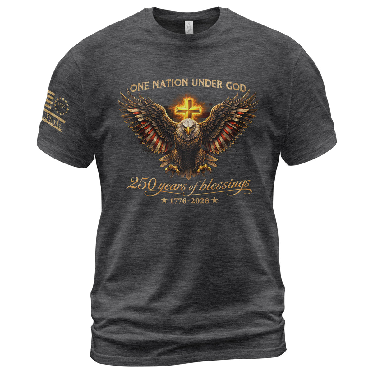 USA 250th Anniversary Eagle Shirt – 1776-2026 One Nation Under God 250 Years of Blessings Christian Patriotic Tee - Rust Field Wear