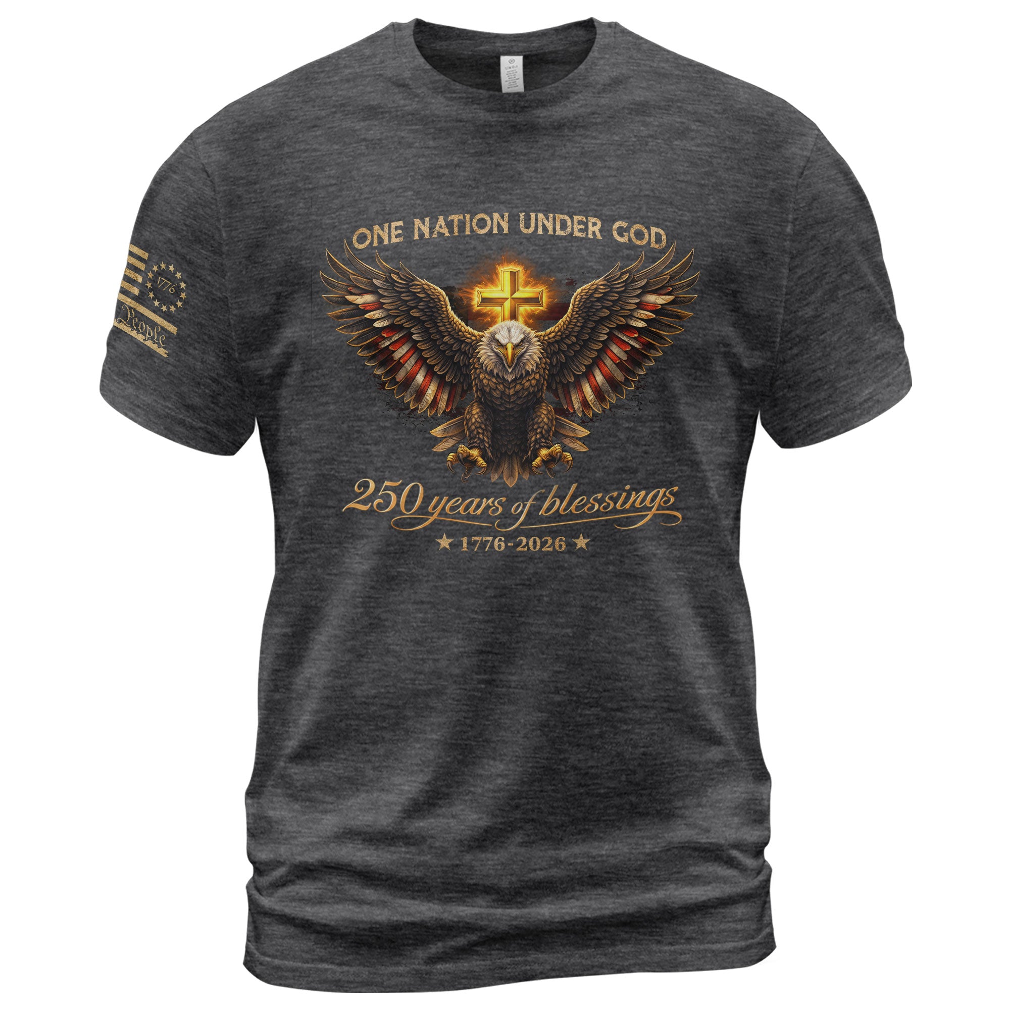 USA 250th Anniversary Eagle Shirt – 1776-2026 One Nation Under God 250 Years of Blessings Christian Patriotic Tee - Rust Field Wear