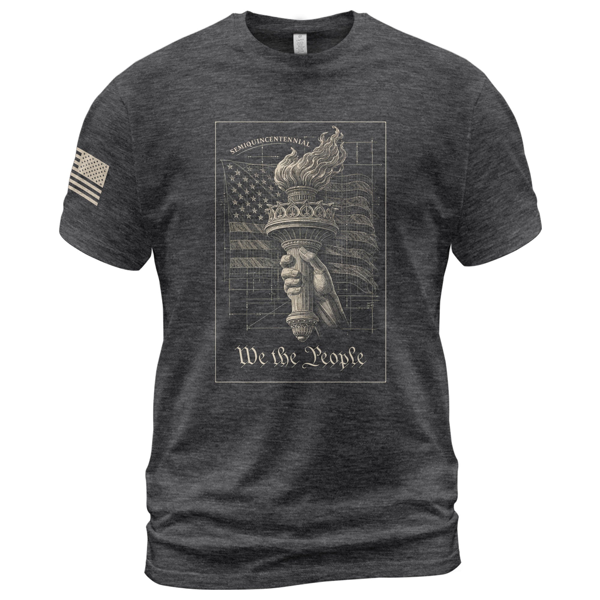 America 250th Anniversary T-Shirt 1776-2026 – We The People Torch & Liberty Flag Tee - Rust Field Wear