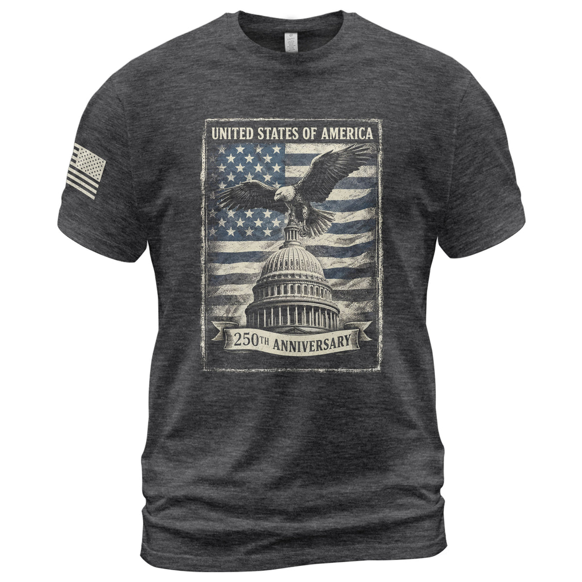 250 Years America Anniversary 1776-2026 Men's Patriotic T-Shirt – Retro Eagle & Capitol Freedom USA 250 Birthday Graphic Tee - Rust Field Wear
